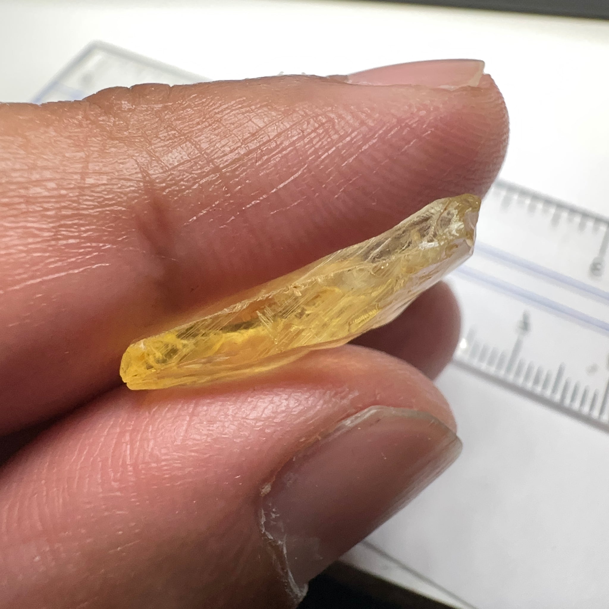 Danburite, 7.12ct, Tanzania, Untreated Unheated, heavily needled, dividing crack