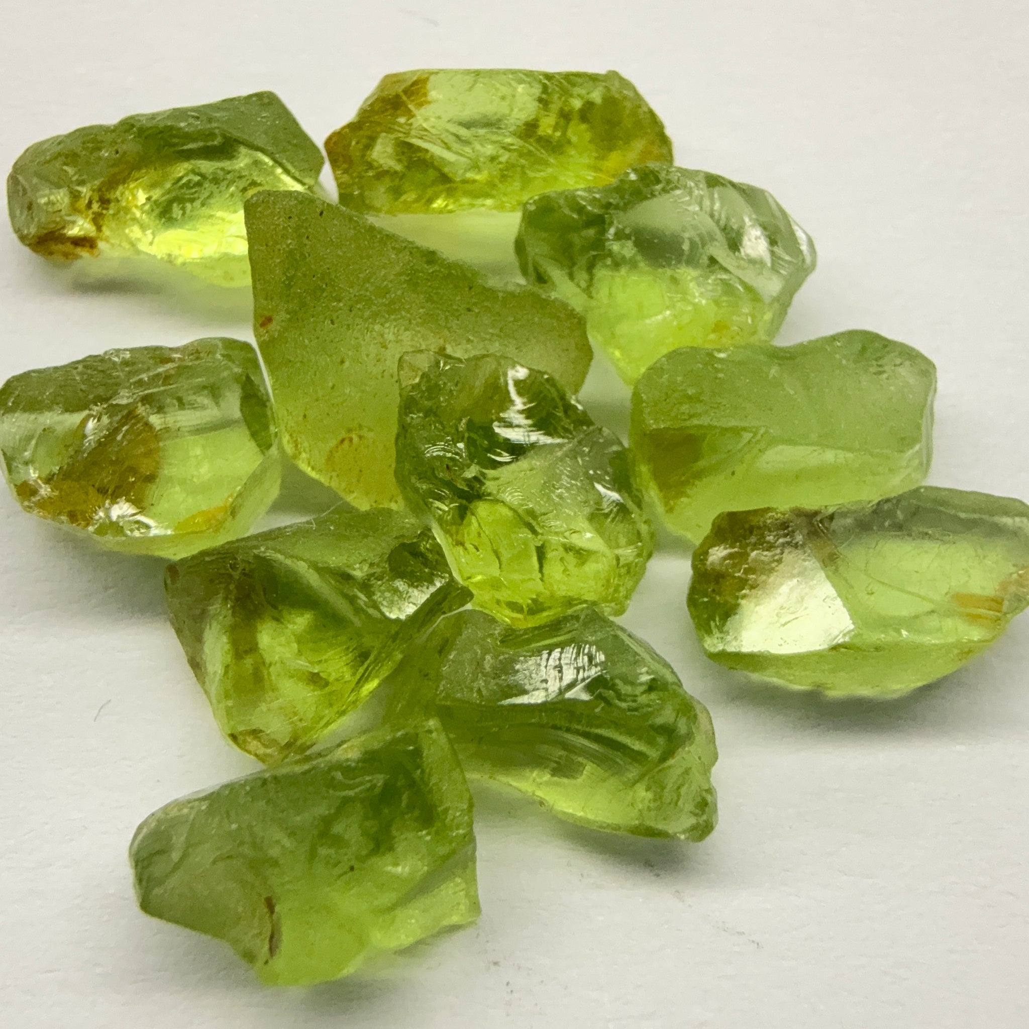 GoGo Peridot Lot, 25.00ct, Mined by the Wa GoGo tribe in Tanzania, Untreated Unheated, Bright Apple Green, 2.09ct-2.70ct, 11pcs, vvs-if
