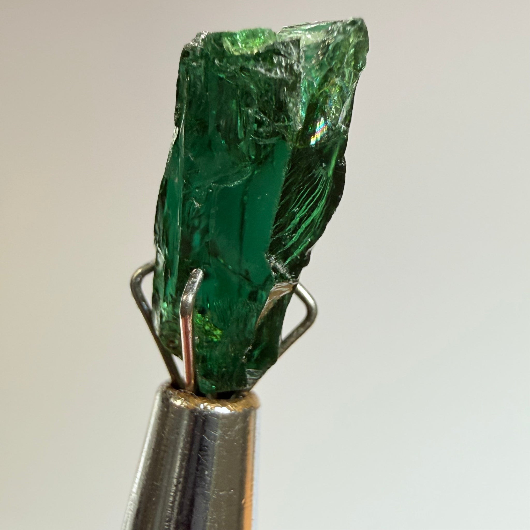 Tanzanite / Zoisite Crystal Specimen, 3.41ct, Merelani, Tanzania. Unheated Unheated, faceting portion in the center, major crack on the side circled in next pic