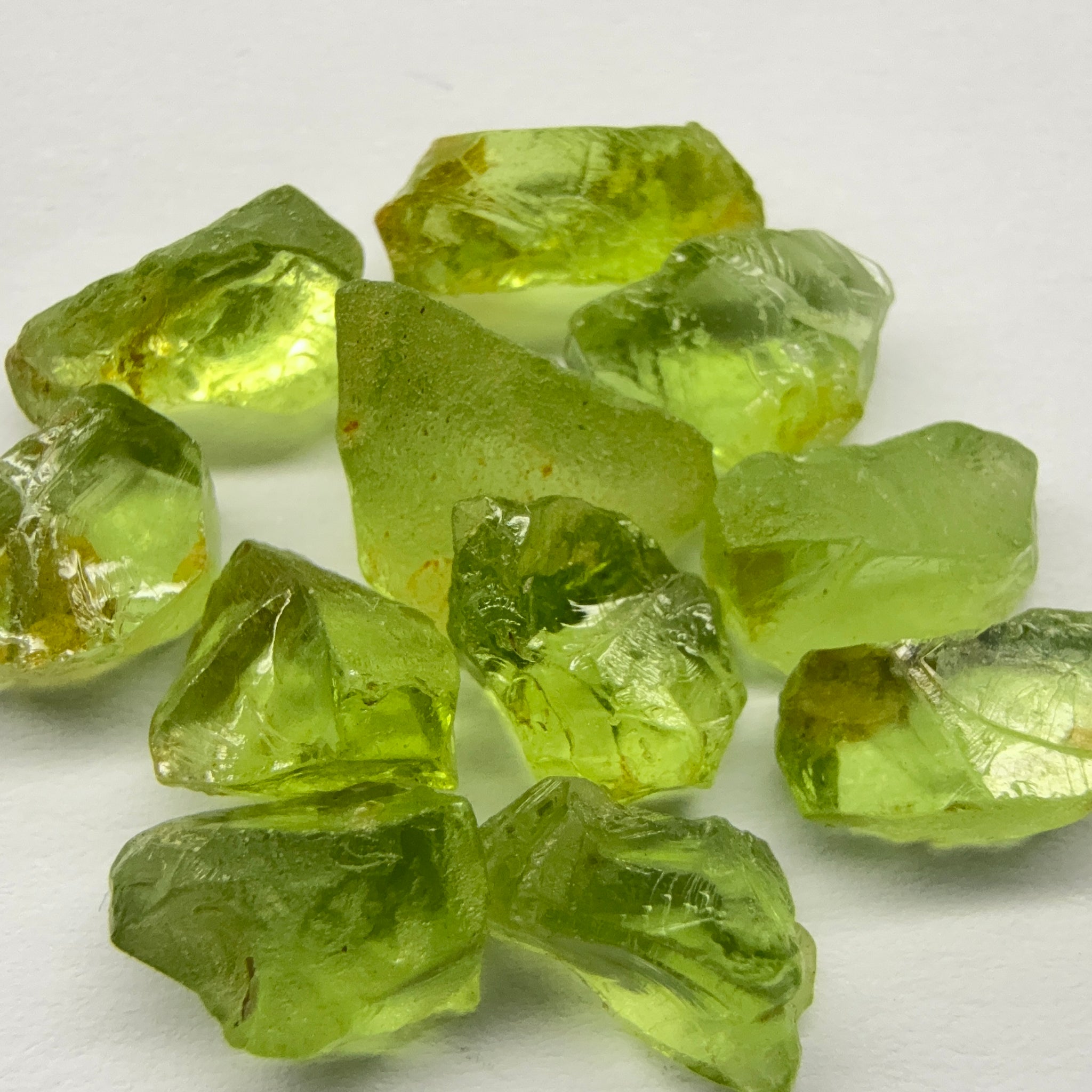 GoGo Peridot Lot, 25.00ct, Mined by the Wa GoGo tribe in Tanzania, Untreated Unheated, Bright Apple Green, 2.09ct-2.70ct, 11pcs, vvs-if