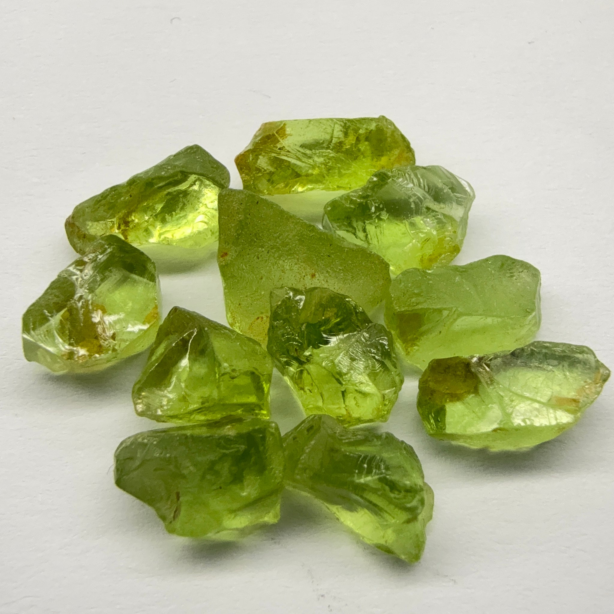 GoGo Peridot Lot, 25.00ct, Mined by the Wa GoGo tribe in Tanzania, Untreated Unheated, Bright Apple Green, 2.09ct-2.70ct, 11pcs, vvs-if