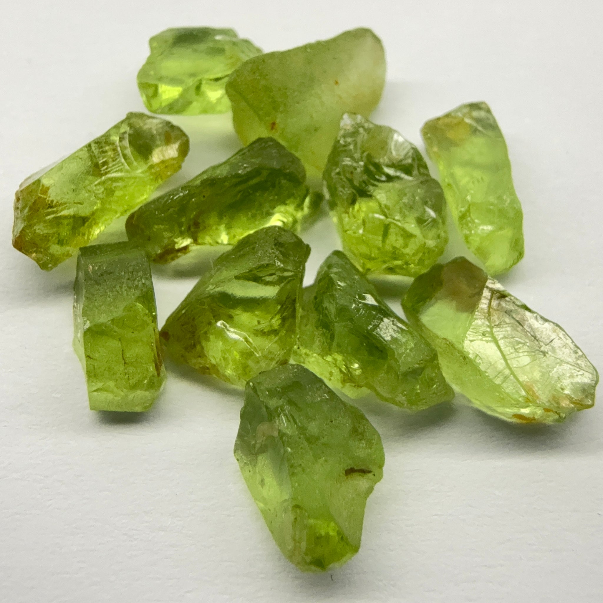 GoGo Peridot Lot, 25.00ct, Mined by the Wa GoGo tribe in Tanzania, Untreated Unheated, Bright Apple Green, 2.09ct-2.70ct, 11pcs, vvs-if
