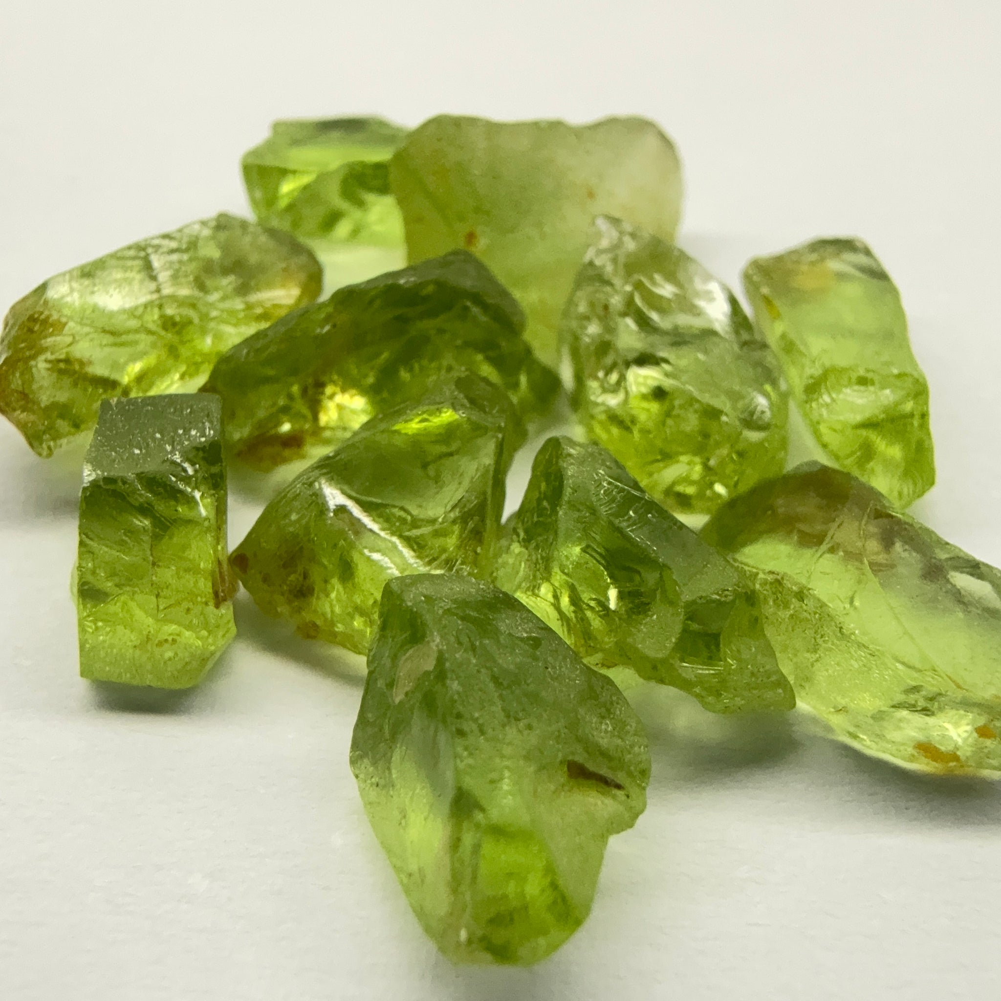 GoGo Peridot Lot, 25.00ct, Mined by the Wa GoGo tribe in Tanzania, Untreated Unheated, Bright Apple Green, 2.09ct-2.70ct, 11pcs, vvs-if