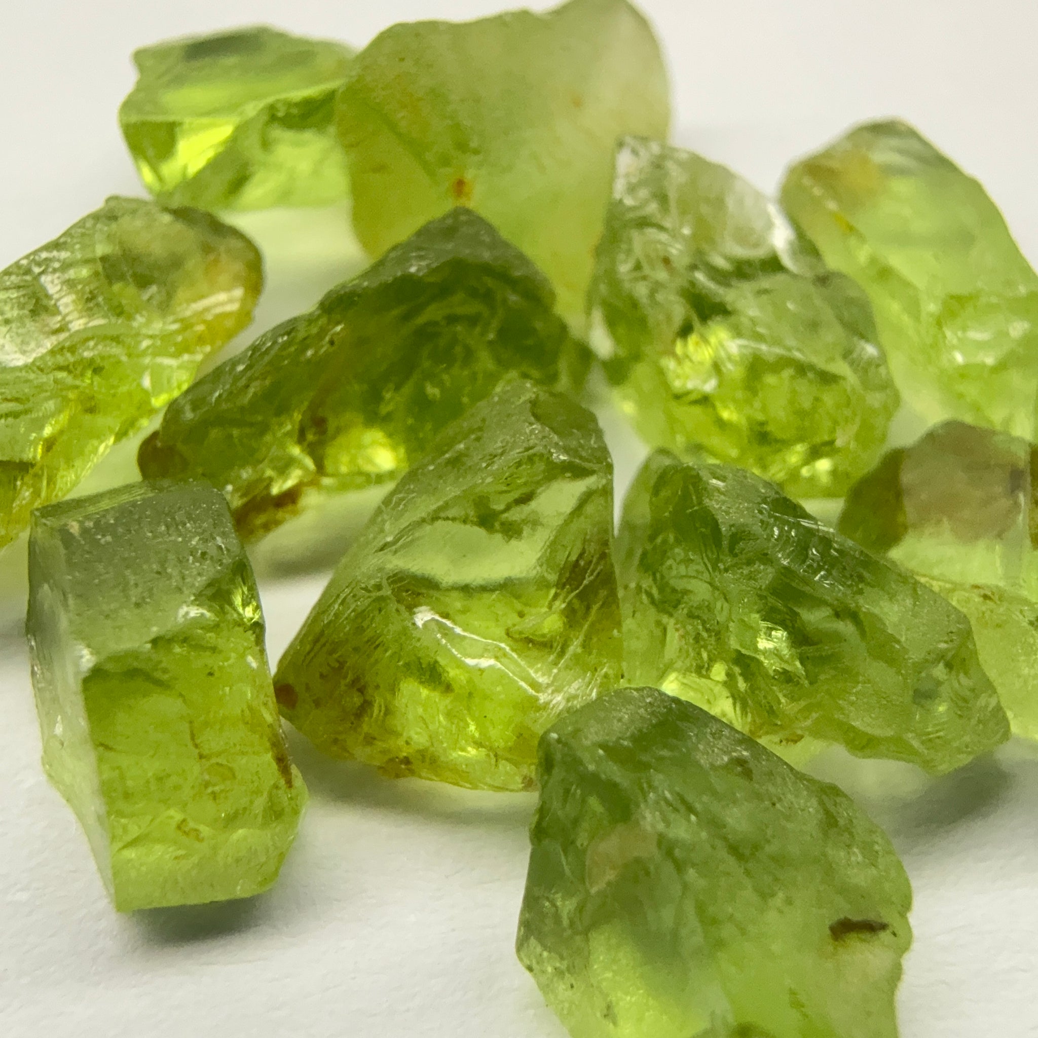 GoGo Peridot Lot, 25.00ct, Mined by the Wa GoGo tribe in Tanzania, Untreated Unheated, Bright Apple Green, 2.09ct-2.70ct, 11pcs, vvs-if
