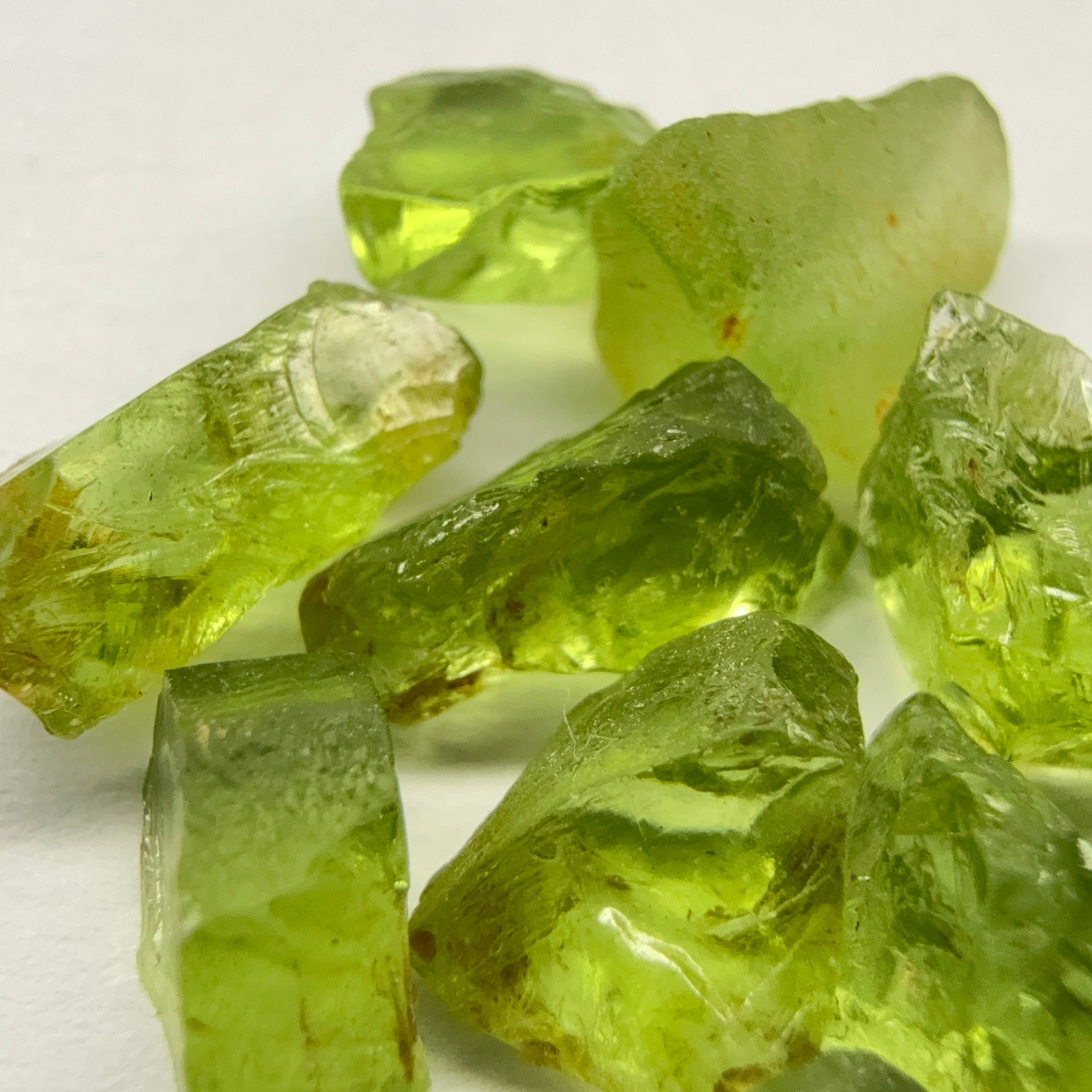 GoGo Peridot Lot, 25.00ct, Mined by the Wa GoGo tribe in Tanzania, Untreated Unheated, Bright Apple Green, 2.09ct-2.70ct, 11pcs, vvs-if