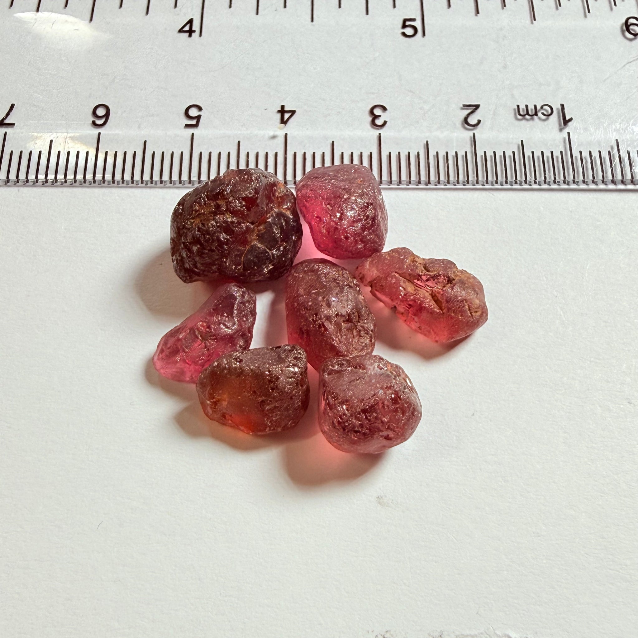 Tanzanian Garnet Lot, 51.40ct, Different locations in Tanzania, Untreated Unheated, slightly to moderately included stones, all Facetable, some are flat shapes, 4.08ct-14.39ct