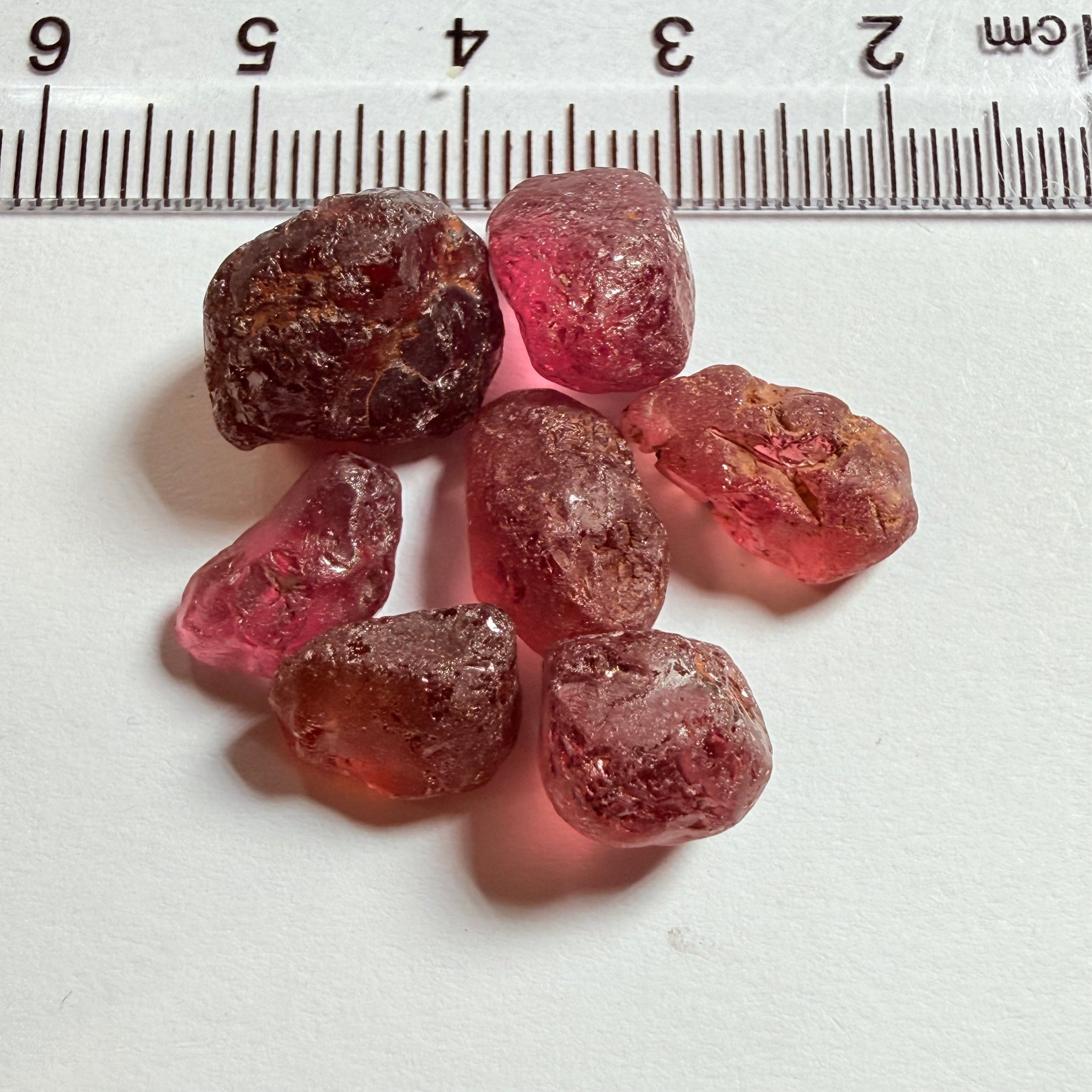 Tanzanian Garnet Lot, 51.40ct, Different locations in Tanzania, Untreated Unheated, slightly to moderately included stones, all Facetable, some are flat shapes, 4.08ct-14.39ct