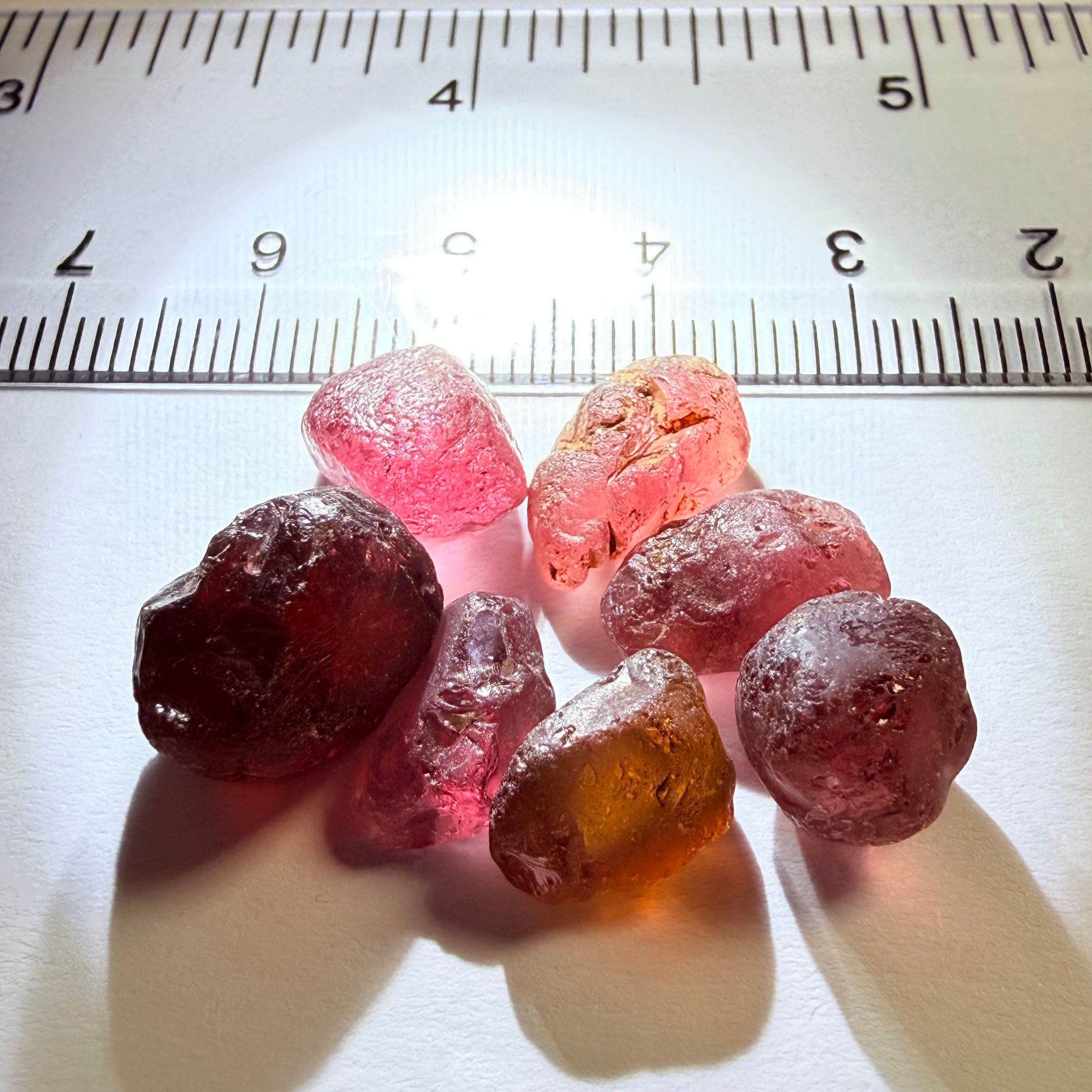 Tanzanian Garnet Lot, 51.40ct, Different locations in Tanzania, Untreated Unheated, slightly to moderately included stones, all Facetable, some are flat shapes, 4.08ct-14.39ct