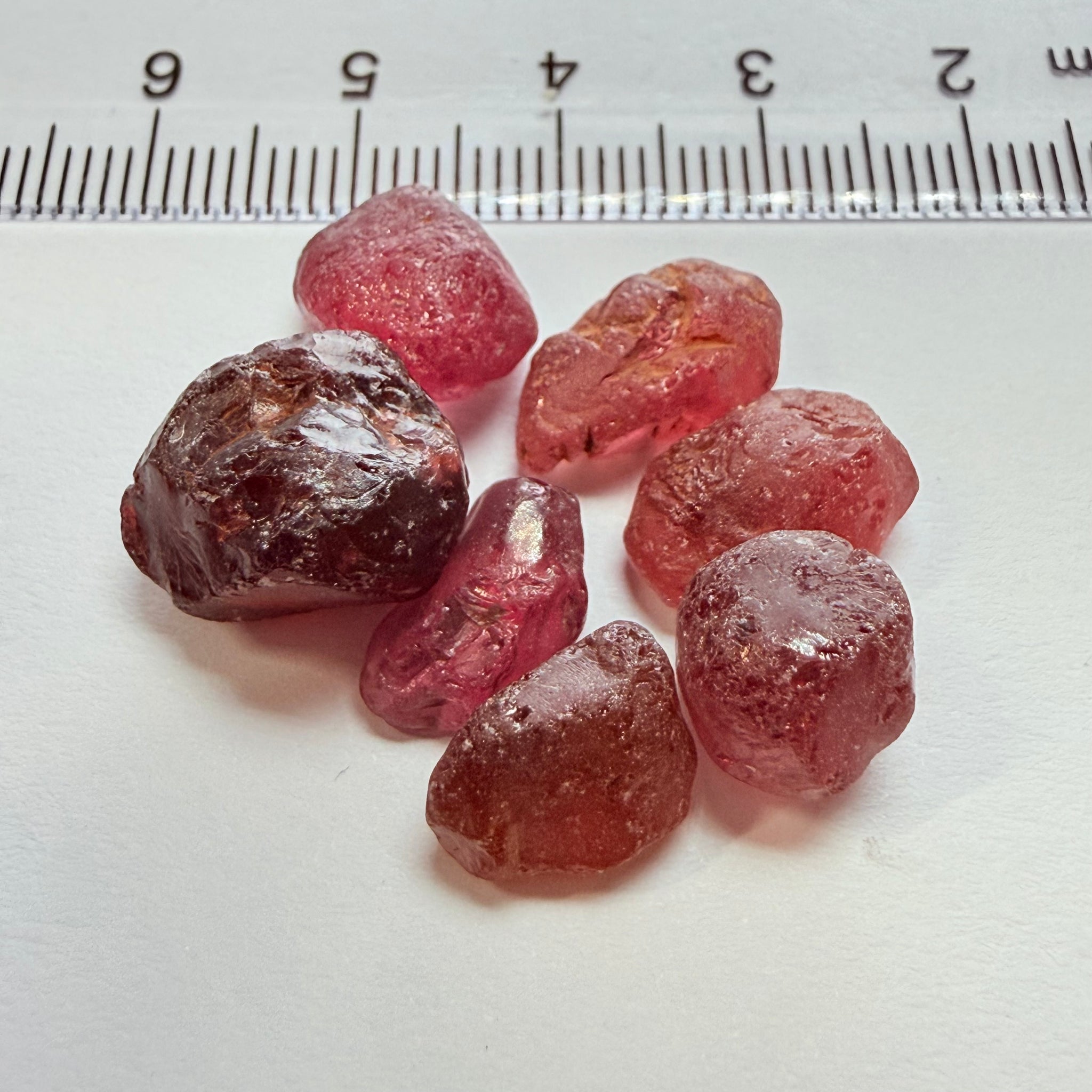 Tanzanian Garnet Lot, 51.40ct, Different locations in Tanzania, Untreated Unheated, slightly to moderately included stones, all Facetable, some are flat shapes, 4.08ct-14.39ct