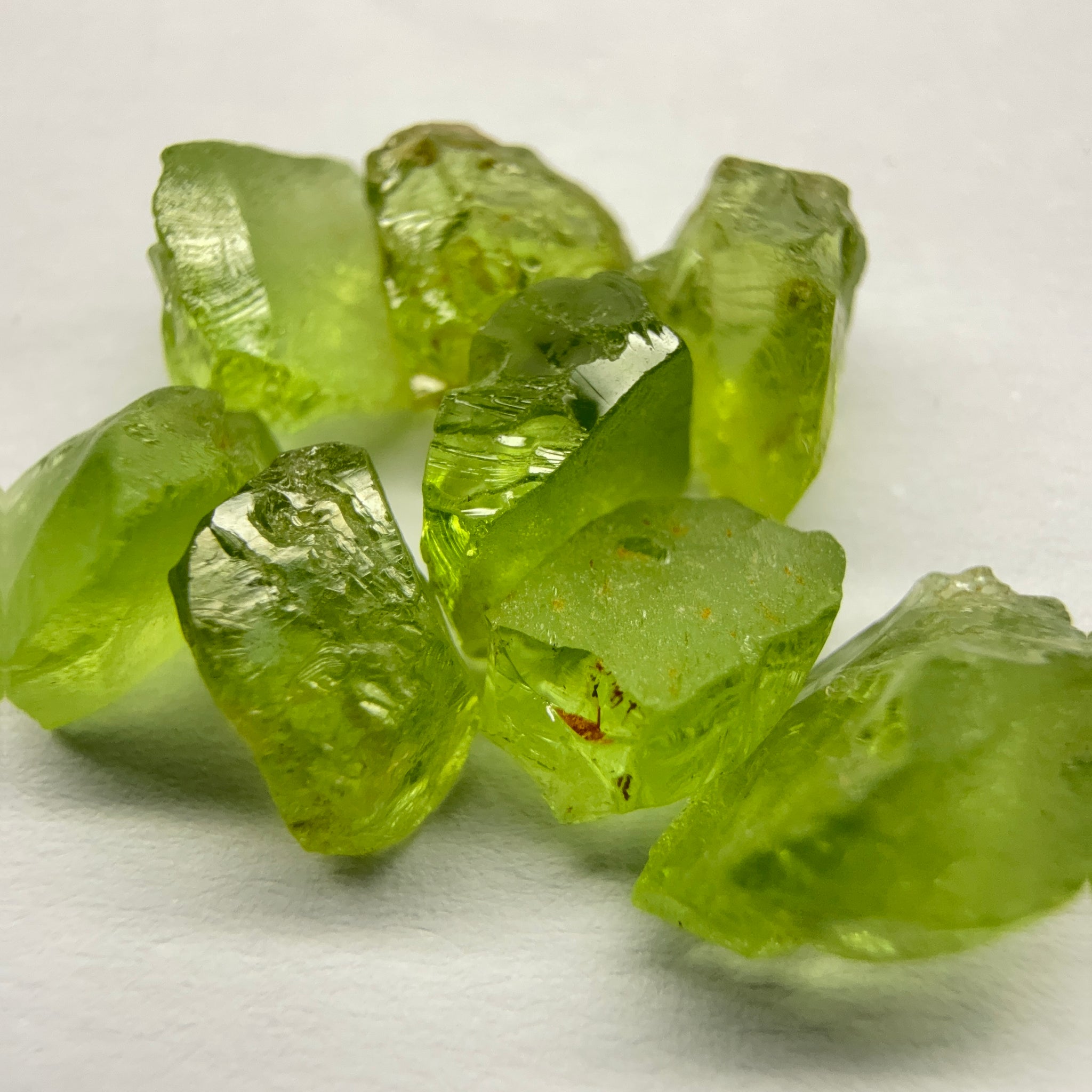 GoGo Peridot Lot, 15.00ct, Mined by the Wa GoGo tribe in Tanzania, Untreated Unheated, Bright Apple Green, 1.64ct-2.19ct, 8pcs, vvs-if