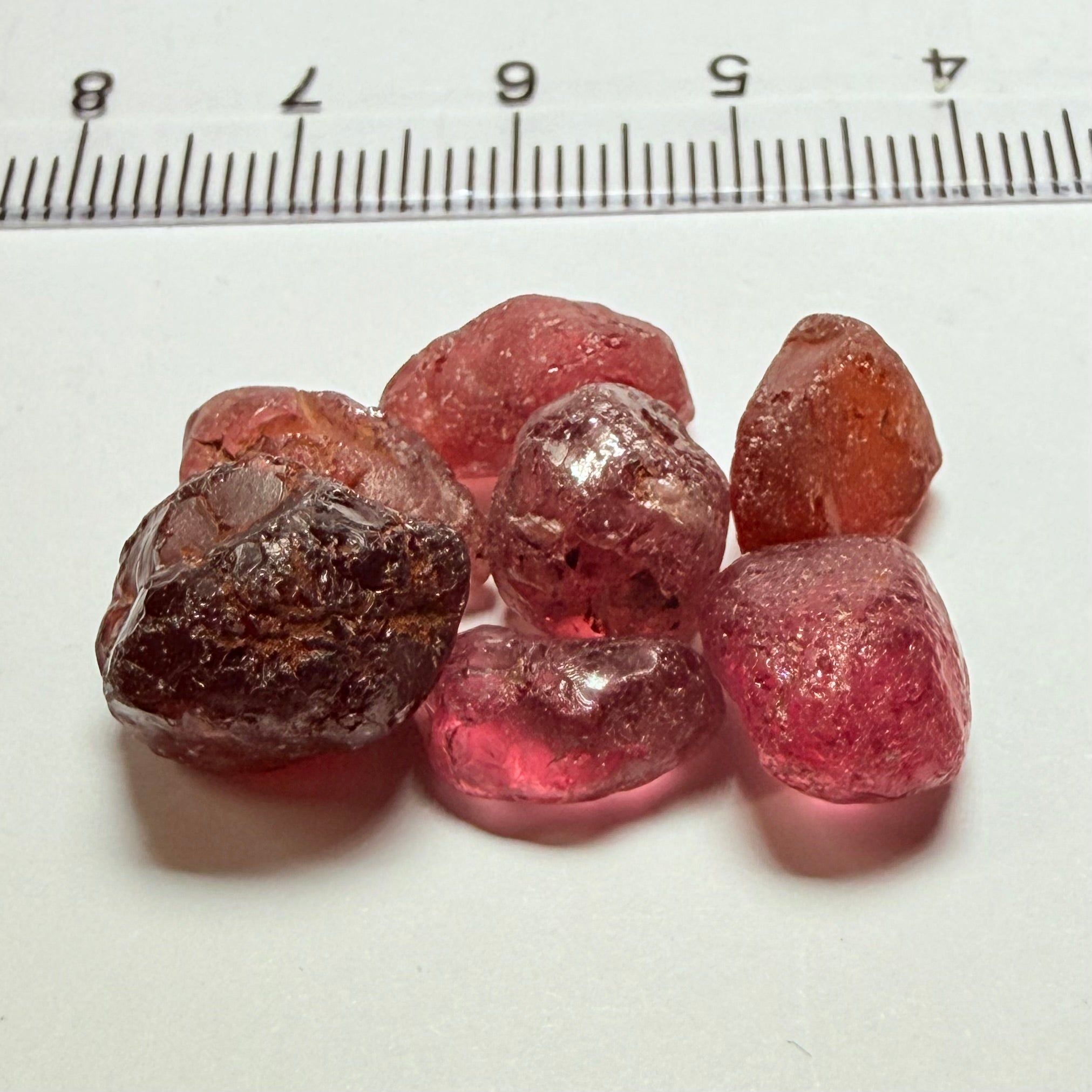 Tanzanian Garnet Lot, 51.40ct, Different locations in Tanzania, Untreated Unheated, slightly to moderately included stones, all Facetable, some are flat shapes, 4.08ct-14.39ct