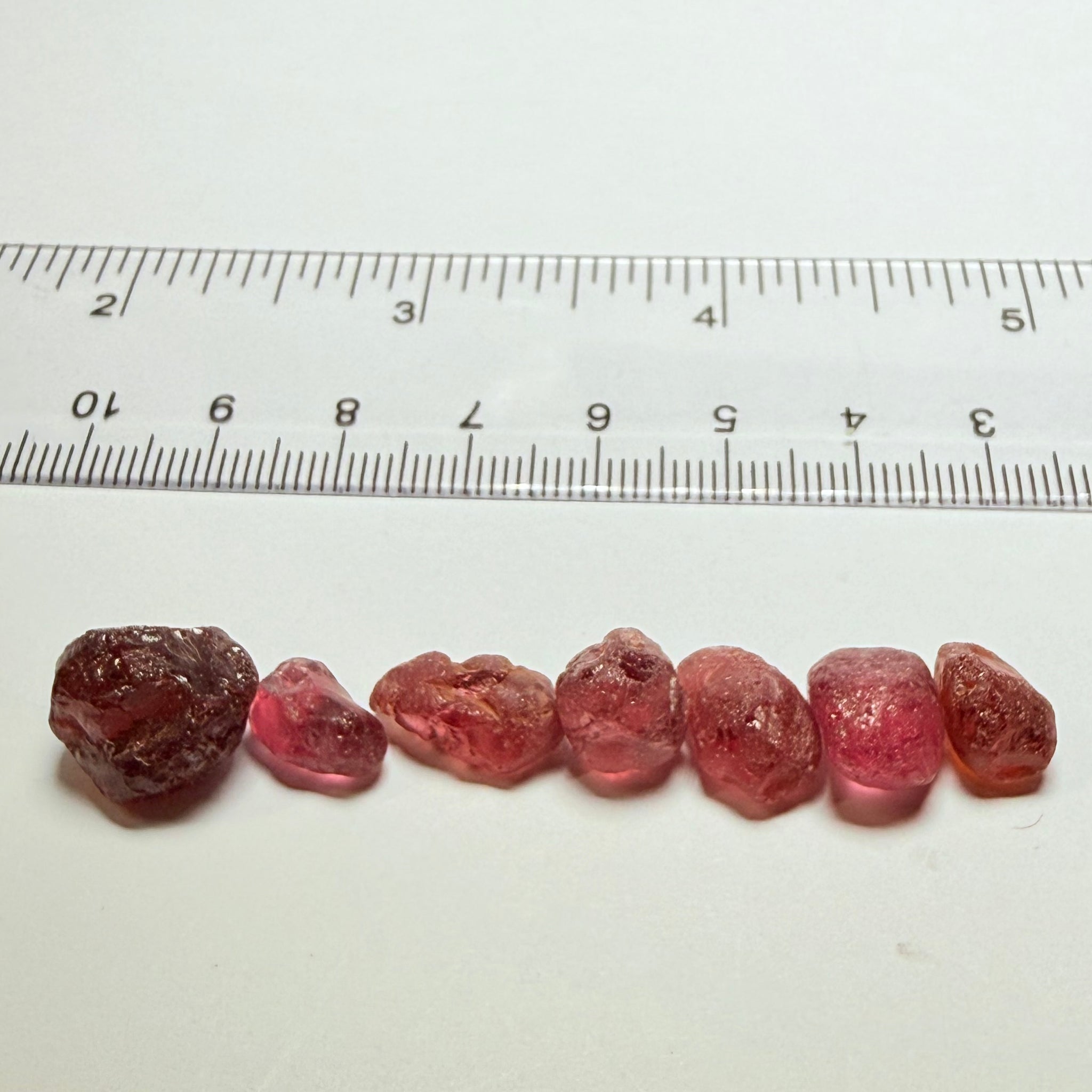 Tanzanian Garnet Lot, 51.40ct, Different locations in Tanzania, Untreated Unheated, slightly to moderately included stones, all Facetable, some are flat shapes, 4.08ct-14.39ct