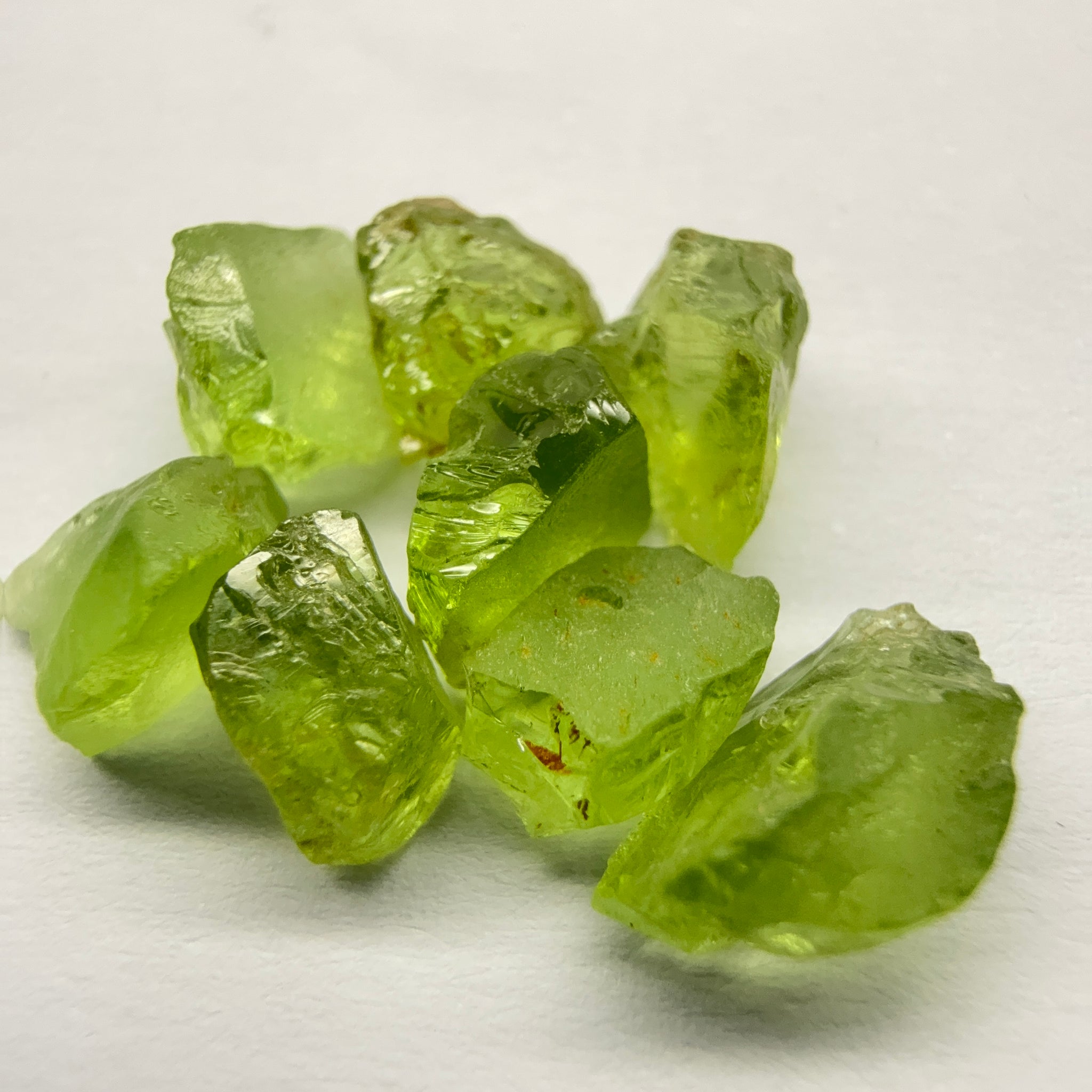 GoGo Peridot Lot, 15.00ct, Mined by the Wa GoGo tribe in Tanzania, Untreated Unheated, Bright Apple Green, 1.64ct-2.19ct, 8pcs, vvs-if