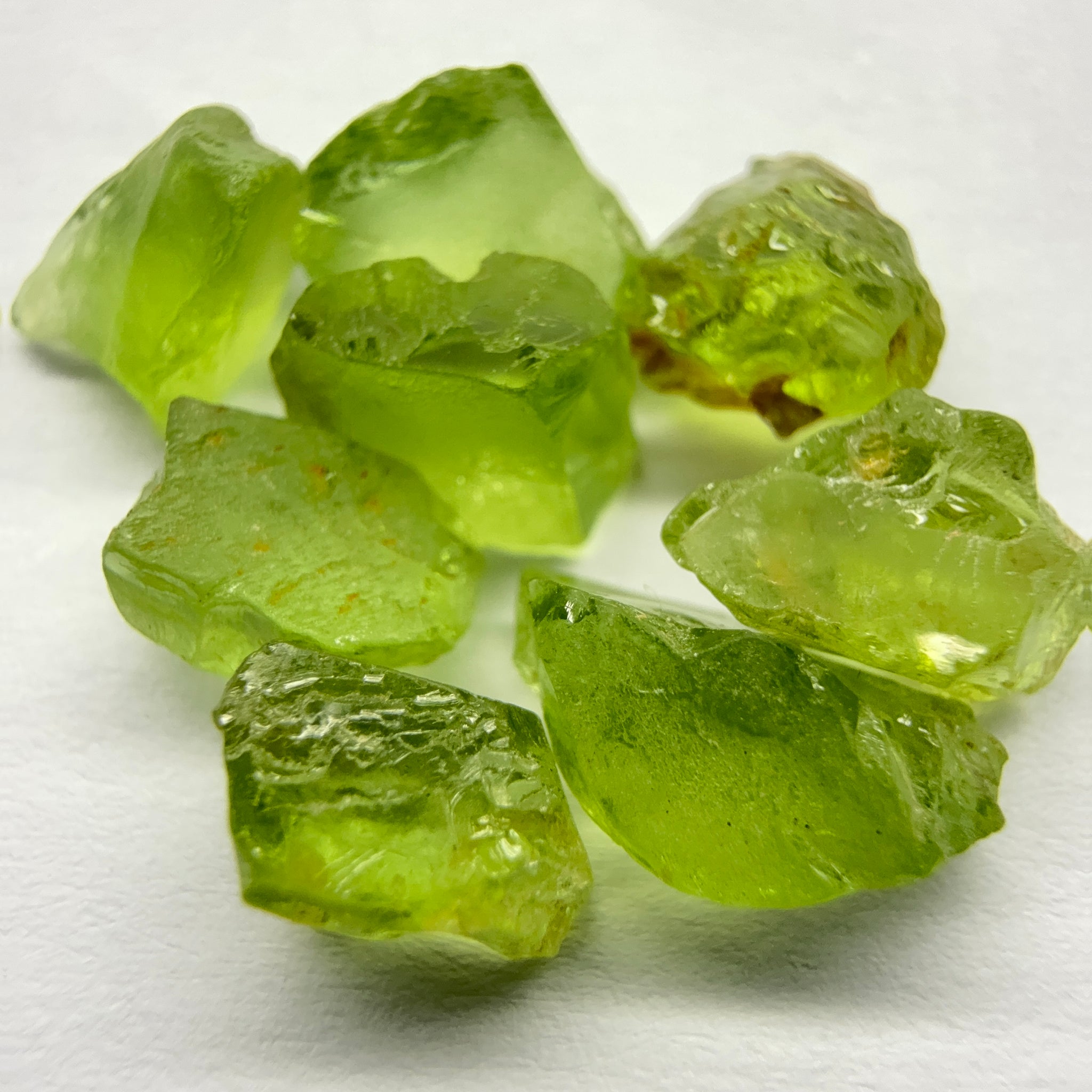 GoGo Peridot Lot, 15.00ct, Mined by the Wa GoGo tribe in Tanzania, Untreated Unheated, Bright Apple Green, 1.64ct-2.19ct, 8pcs, vvs-if