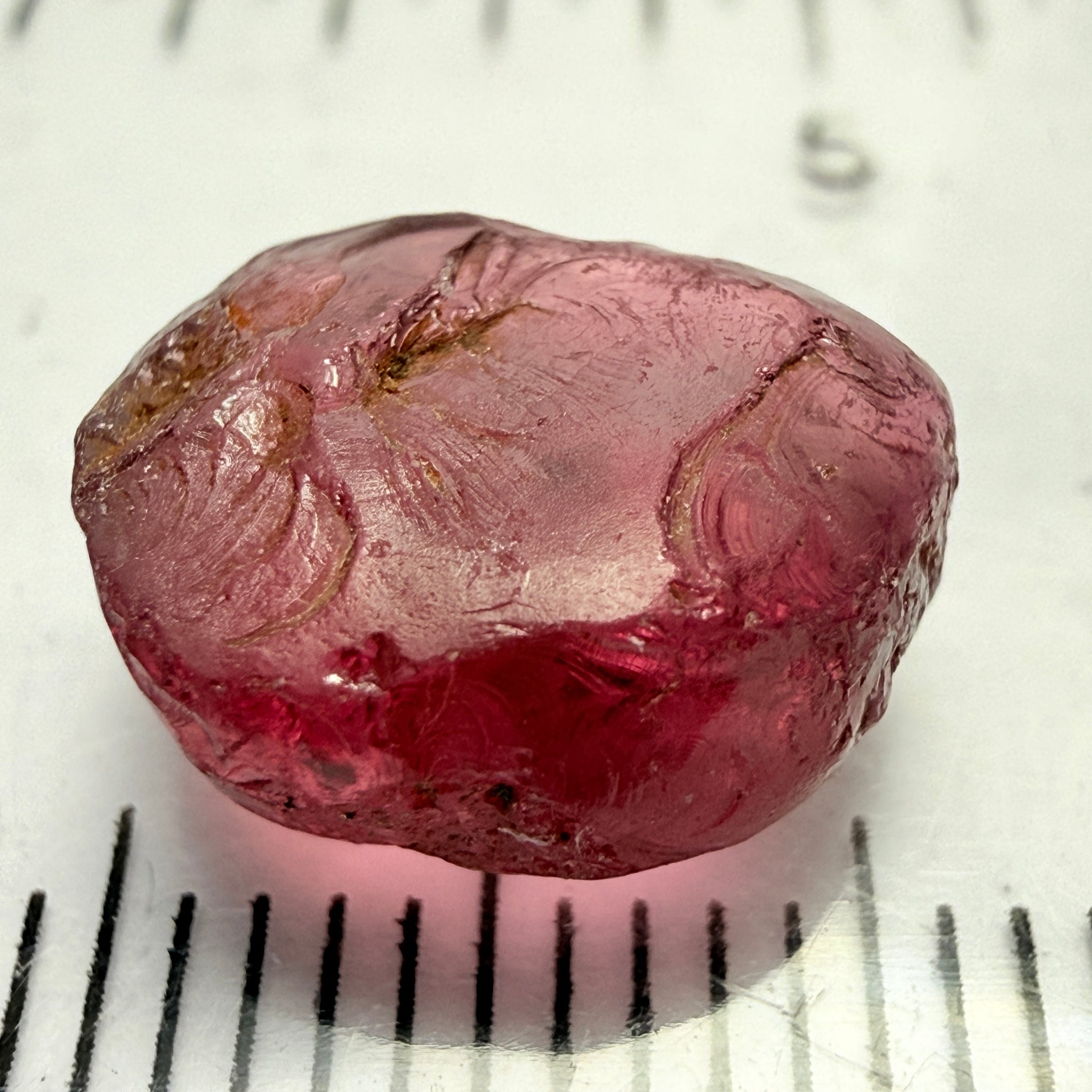 Rhodolite Garnet, 6.56ct, Umba, Tanzania, Untreated Untreated. Few bubbles on outside, rest vvs with very slight silk, flattish shape see pics