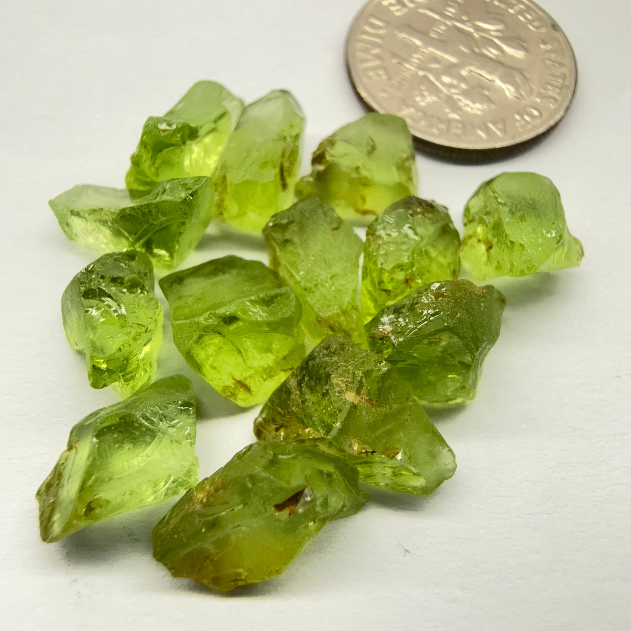 GoGo Peridot Lot, 33.37ct, Mined by the Wa GoGo tribe in Tanzania, Untreated Unheated, Bright Apple Green, 2.17ct-3.02ct, 13pcs, vvs-if