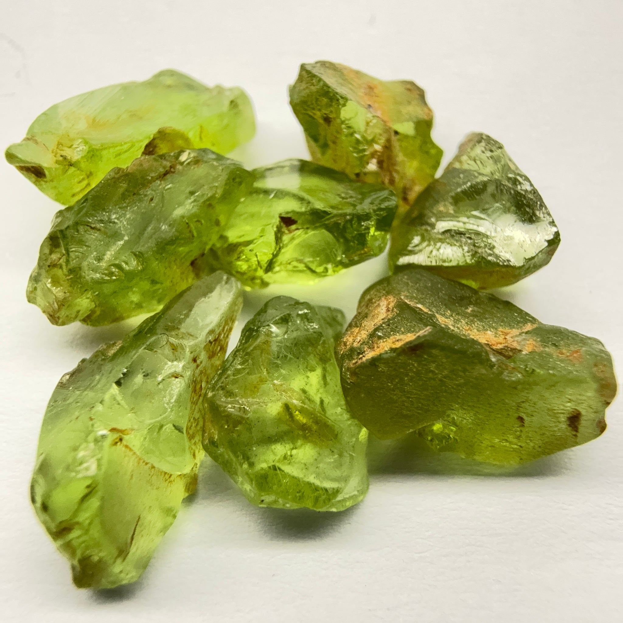 GoGo Peridot Lot, 29.31ct, Mined by the Wa GoGo tribe in Tanzania, Untreated Unheated, Bright Apple Green, 2.92ct-5.49ct, 8pcs, VS-VVS-IF