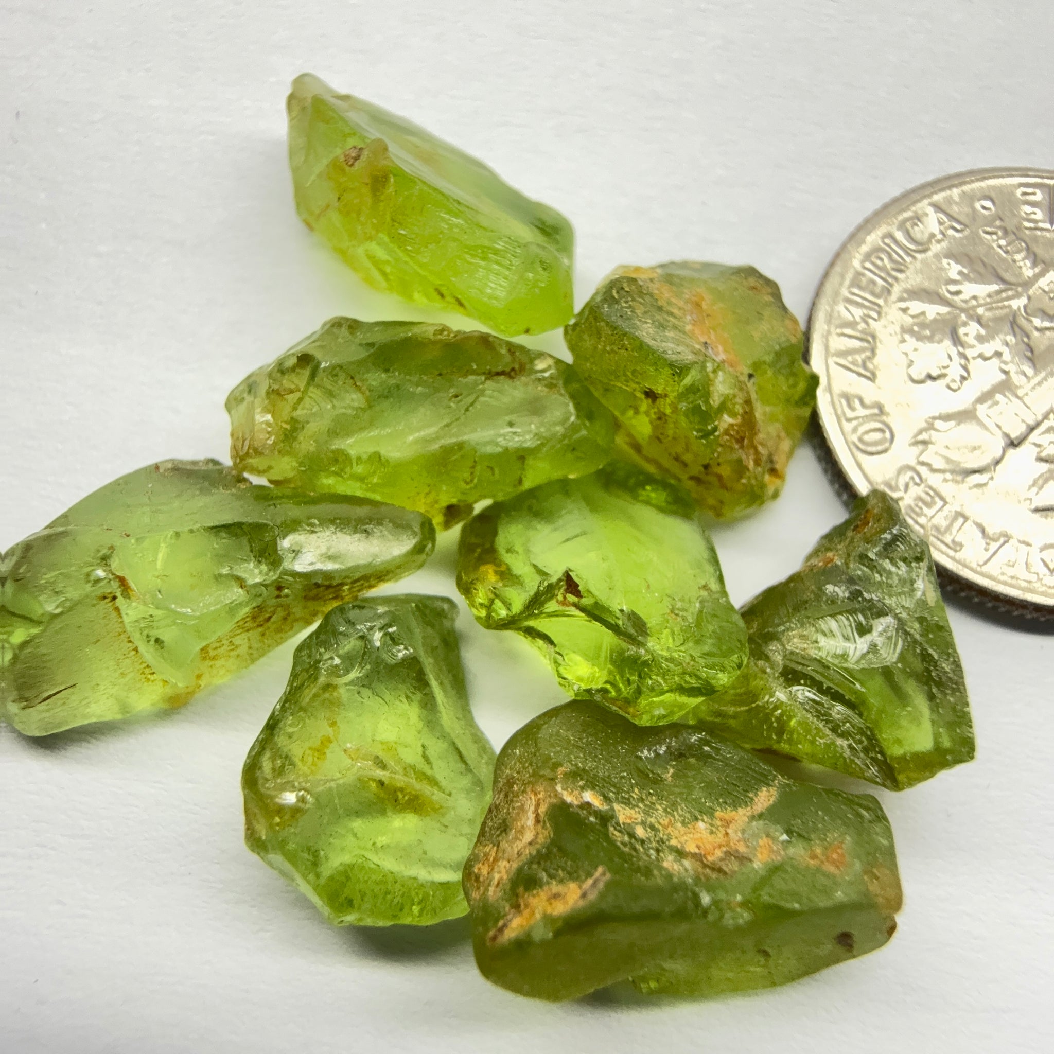 GoGo Peridot Lot, 29.31ct, Mined by the Wa GoGo tribe in Tanzania, Untreated Unheated, Bright Apple Green, 2.92ct-5.49ct, 8pcs, VS-VVS-IF