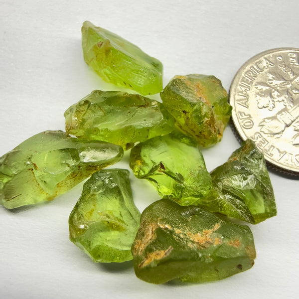 GoGo Peridot Lot, 29.31ct, Mined by the Wa GoGo tribe in Tanzania, Untreated Unheated, Bright Apple Green, 2.92ct-5.49ct, 8pcs, VS-VVS-IF