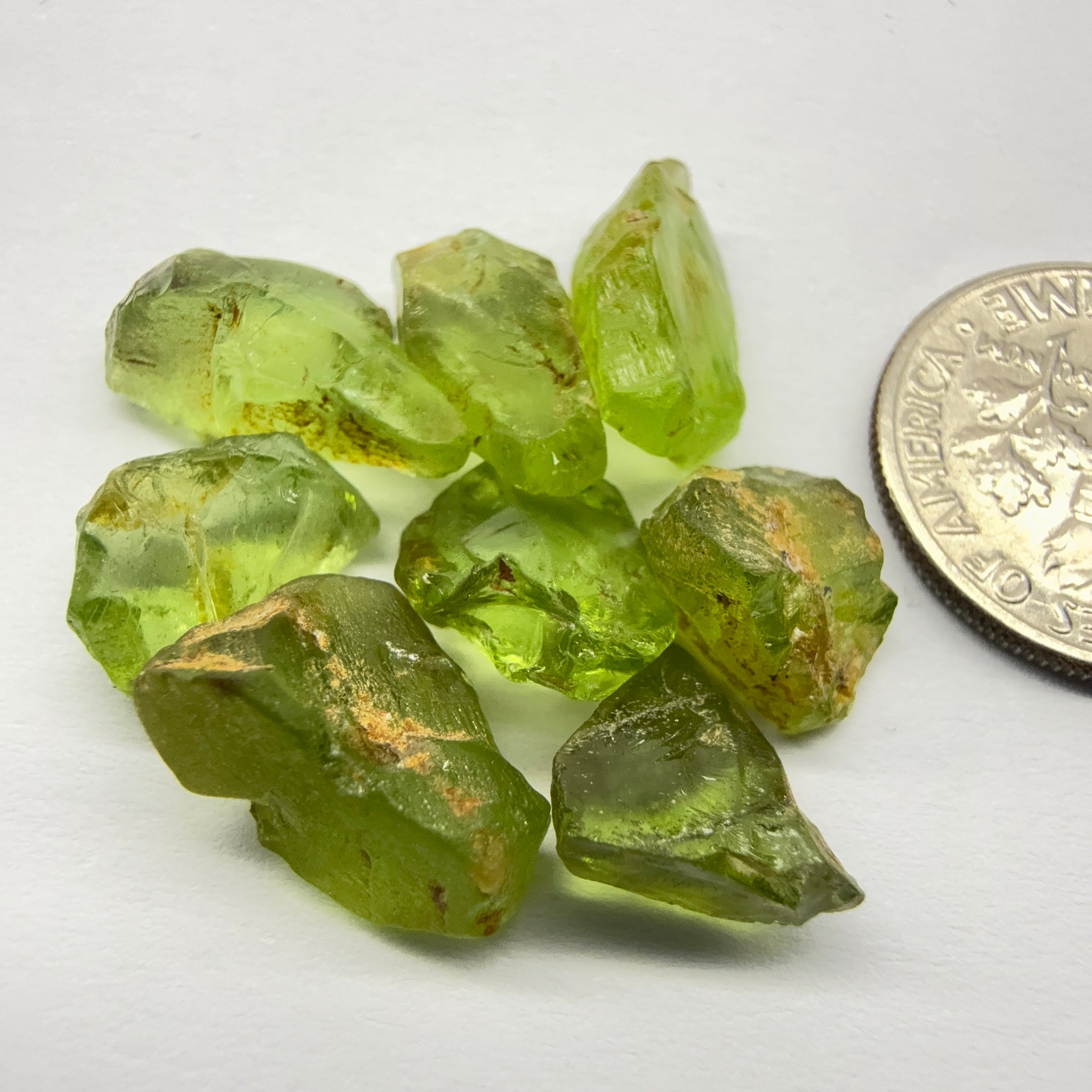 GoGo Peridot Lot, 29.31ct, Mined by the Wa GoGo tribe in Tanzania, Untreated Unheated, Bright Apple Green, 2.92ct-5.49ct, 8pcs, VS-VVS-IF