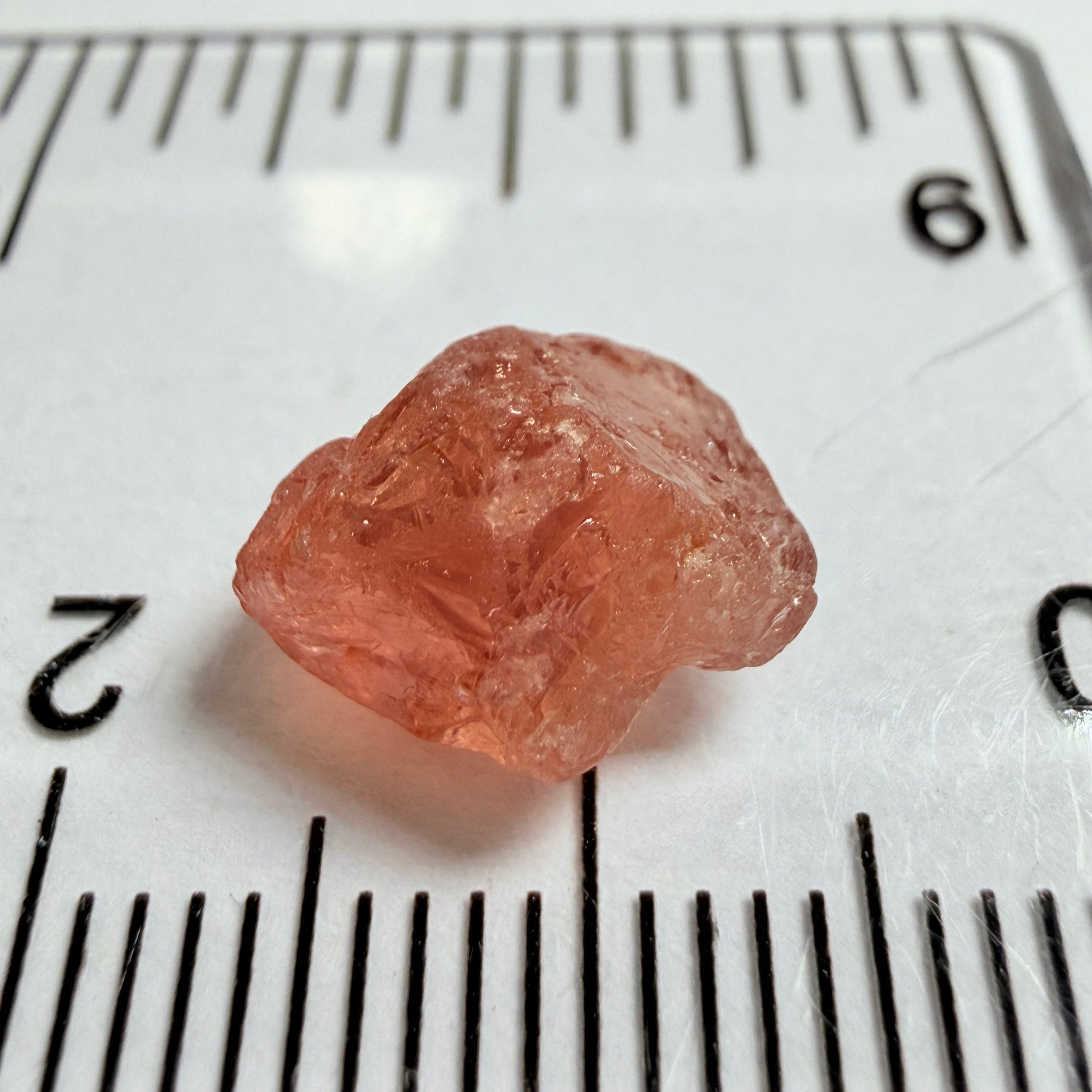 Umba Padparadscha Sapphire, 4.21ct, Umba Valley, Tanzania, Untreated Unheated, on the skin, going around 1mm in there is a crack that will come off on preform, rest vvs with a little bit of silk, see pics for crack markings