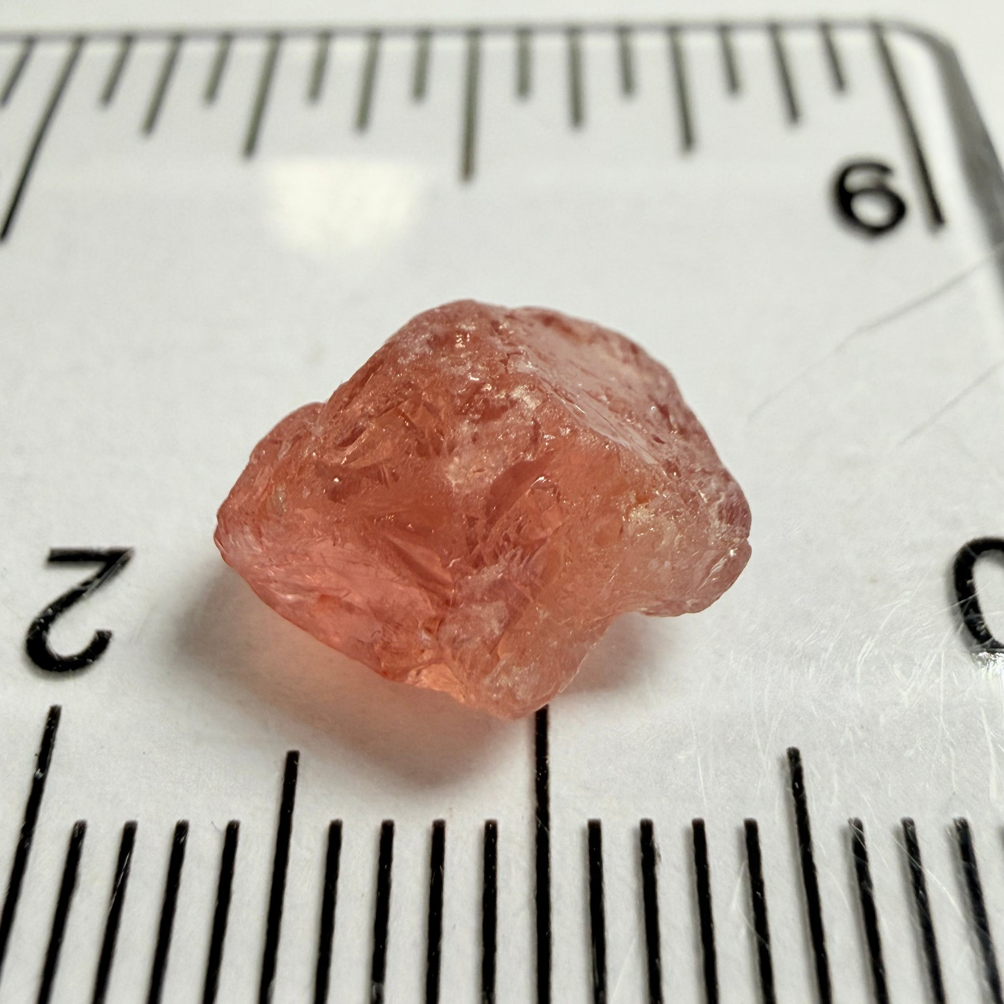 Umba Padparadscha Sapphire, 4.21ct, Umba Valley, Tanzania, Untreated Unheated, on the skin, going around 1mm in there is a crack that will come off on preform, rest vvs with a little bit of silk, see pics for crack markings