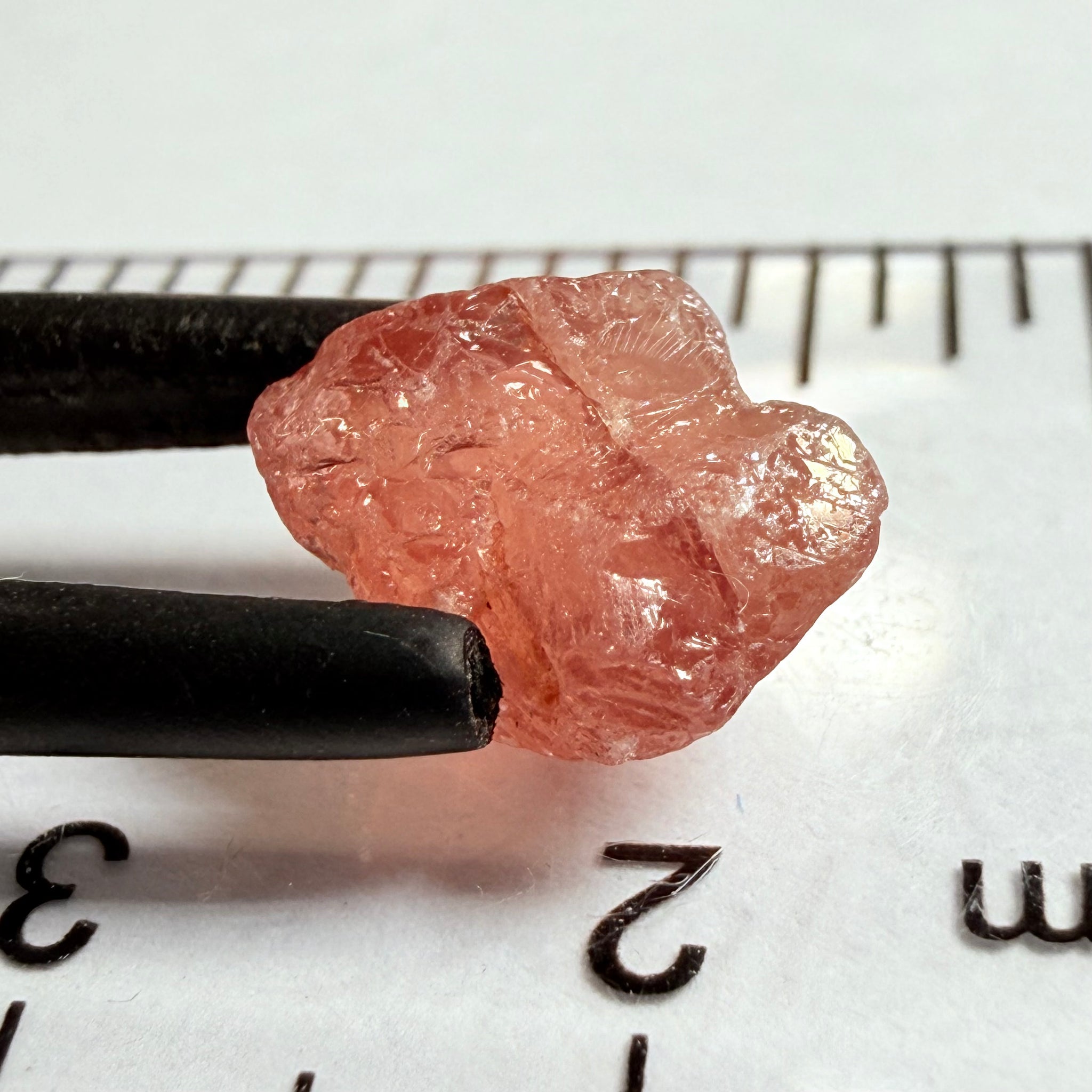 Umba Padparadscha Sapphire, 4.21ct, Umba Valley, Tanzania, Untreated Unheated, on the skin, going around 1mm in there is a crack that will come off on preform, rest vvs with a little bit of silk, see pics for crack markings