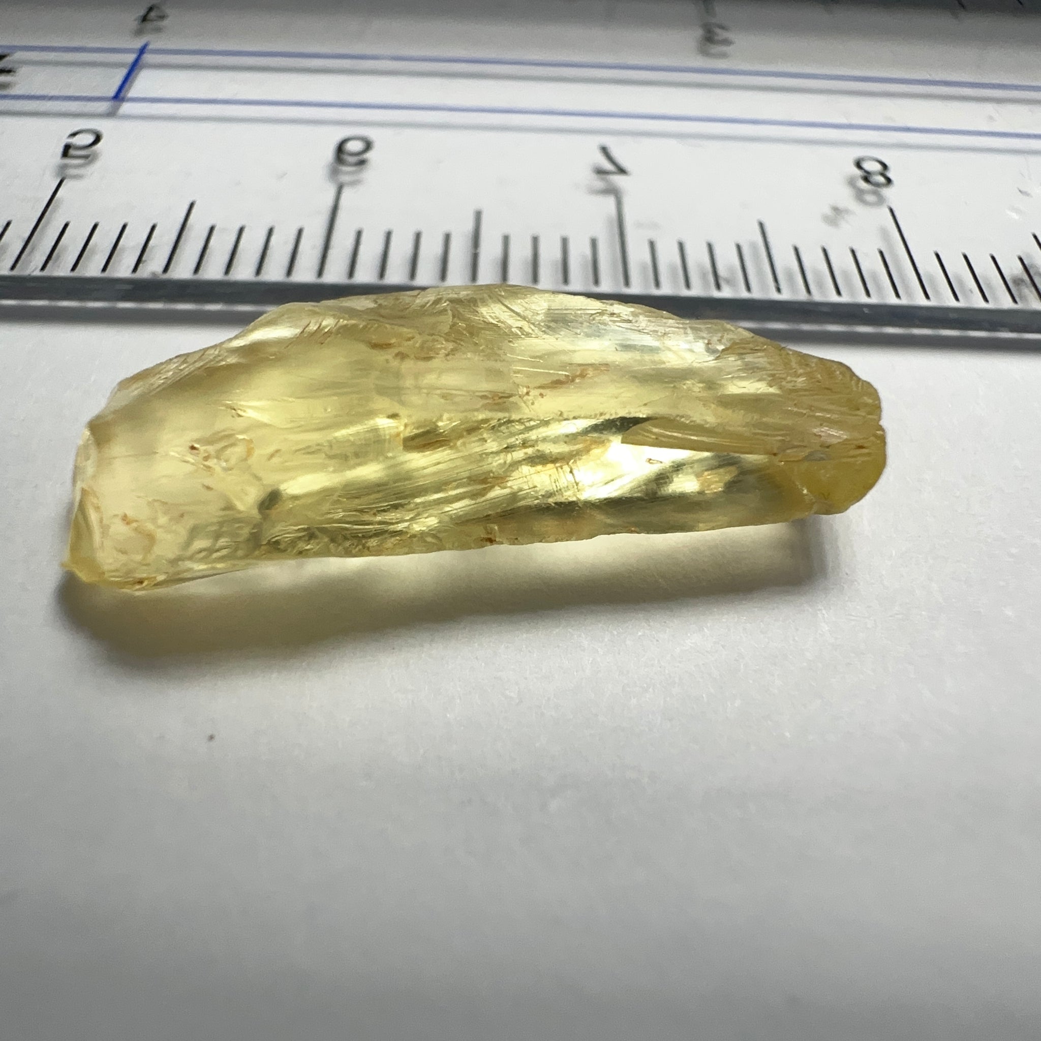 Danburite, 7.12ct, Tanzania, Untreated Unheated, heavily needled, dividing crack