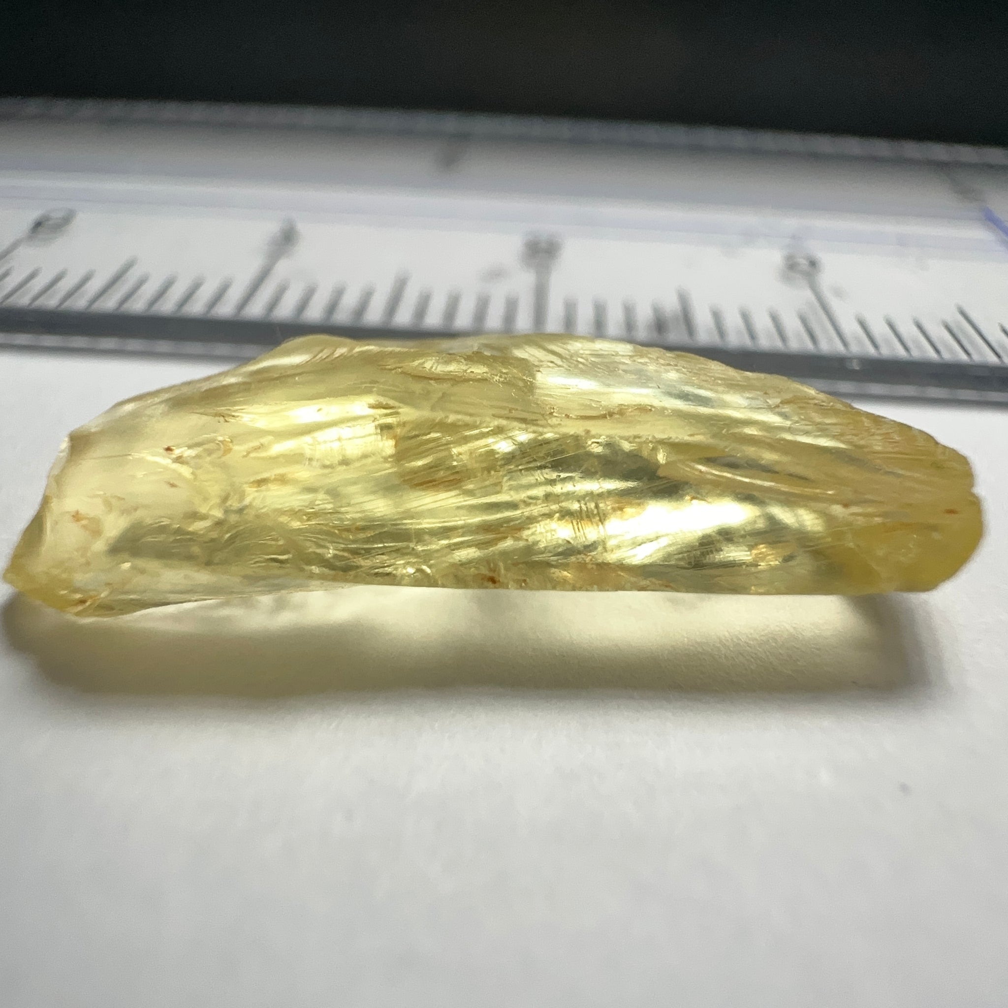 Danburite, 7.12ct, Tanzania, Untreated Unheated, heavily needled, dividing crack