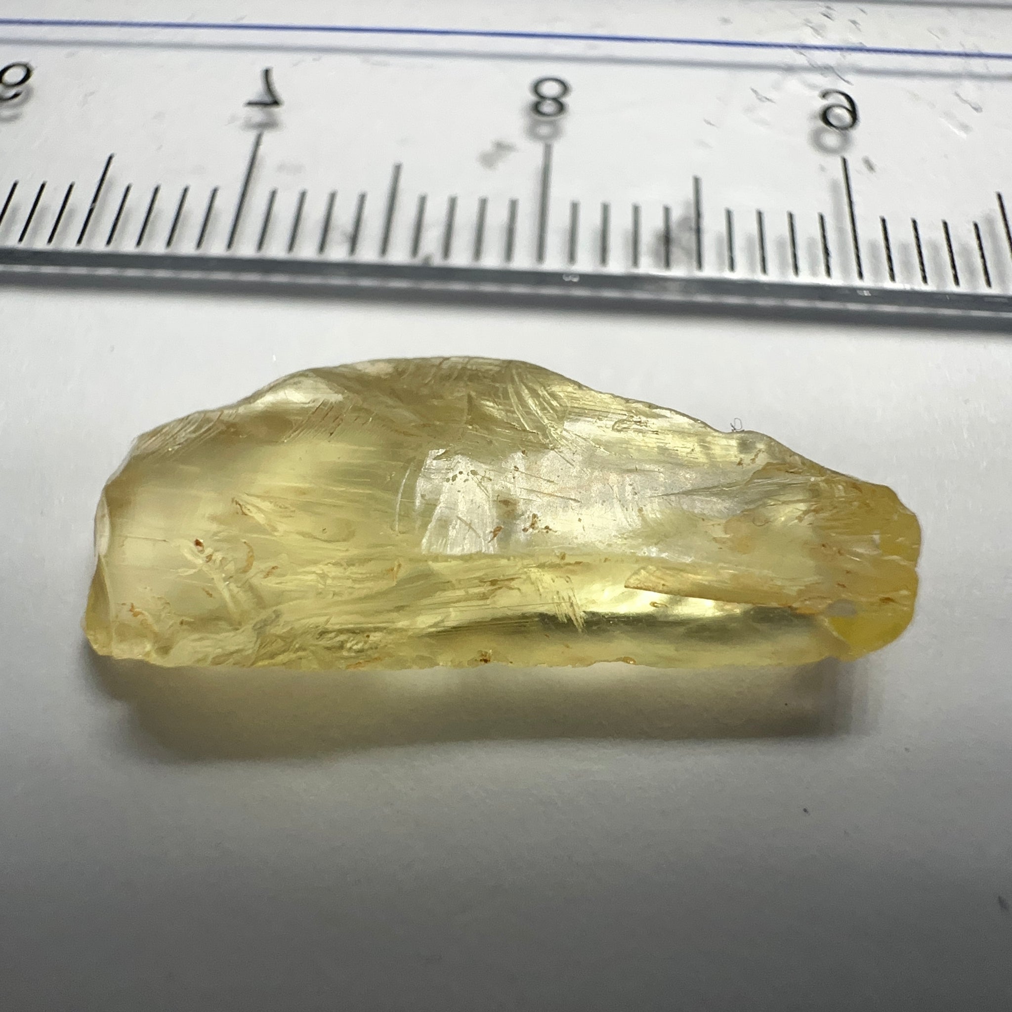 Danburite, 7.12ct, Tanzania, Untreated Unheated, heavily needled, dividing crack