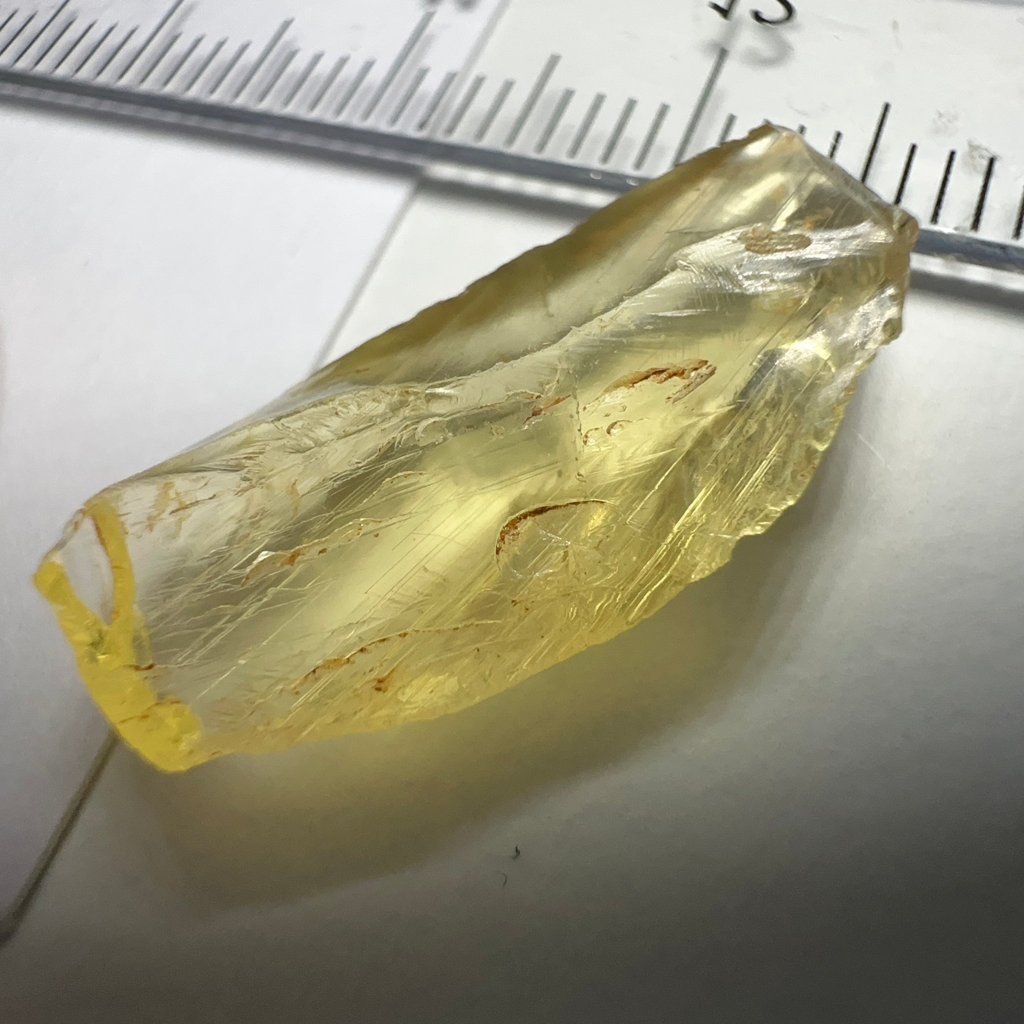 Danburite, 7.12ct, Tanzania, Untreated Unheated, heavily needled, dividing crack