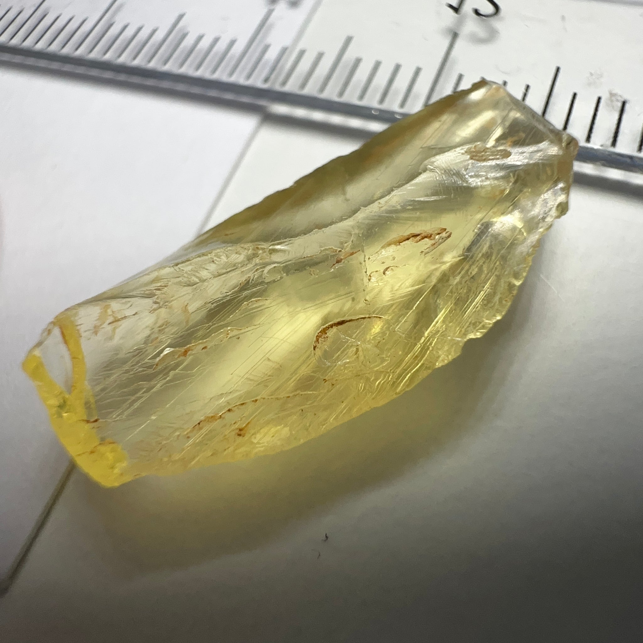 Danburite, 7.12ct, Tanzania, Untreated Unheated, heavily needled, dividing crack