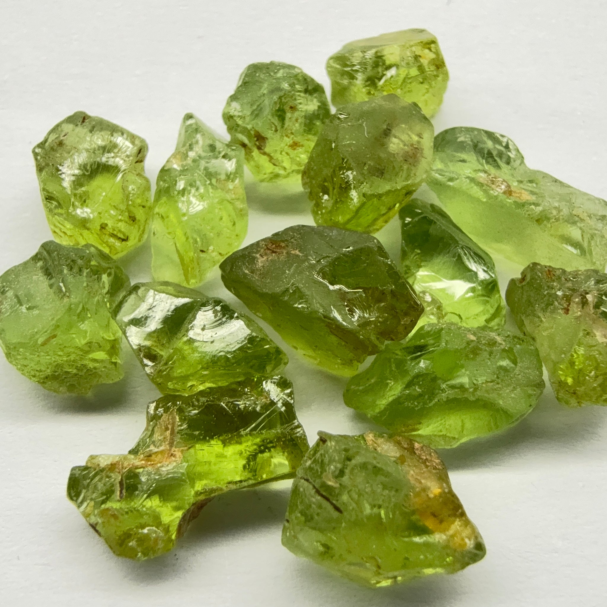 GoGo Peridot Lot, 37.06ct, Mined by the Wa GoGo tribe in Tanzania, Untreated Unheated, Bright Apple Green, 2.06ct-3.06ct, 14pcs, vs-si