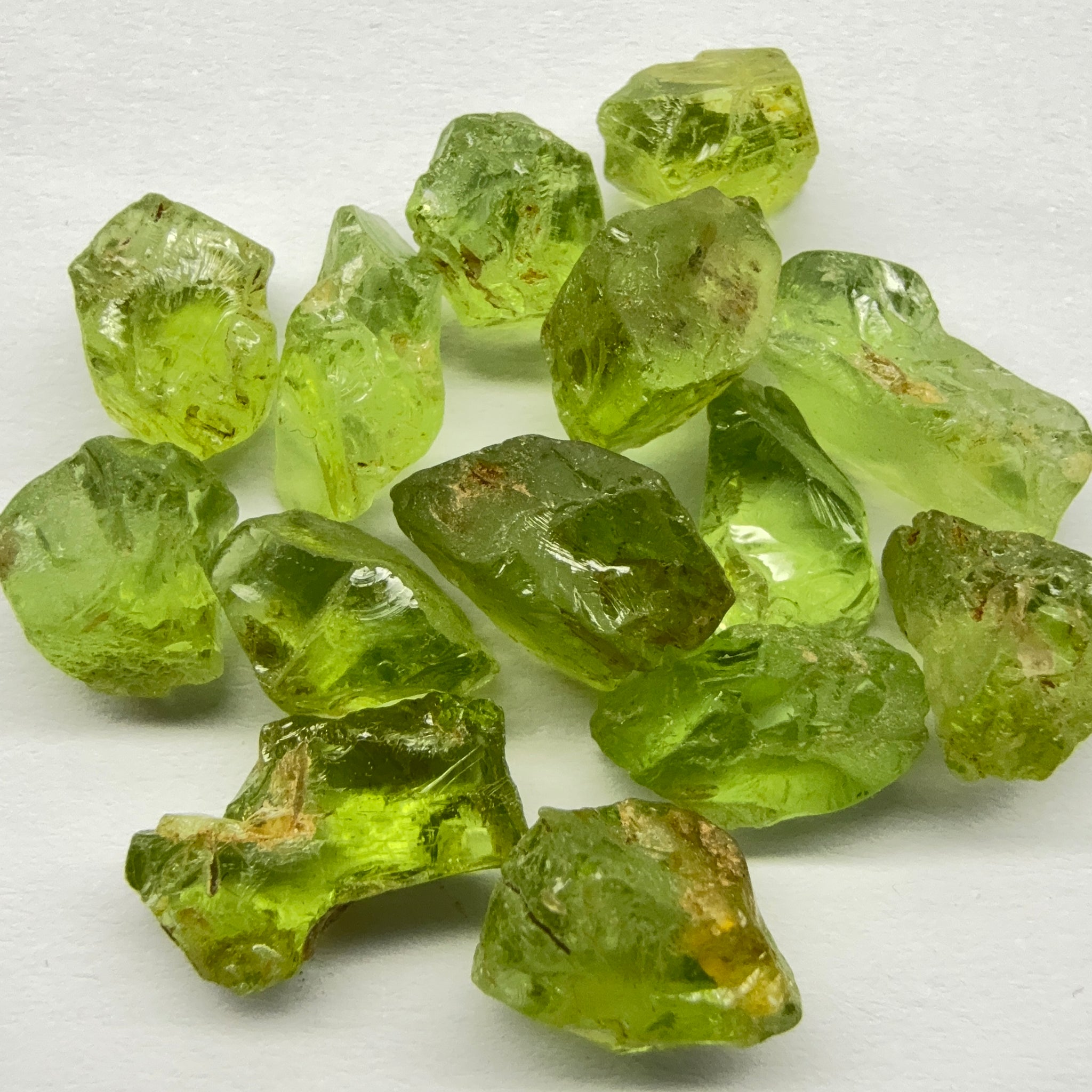GoGo Peridot Lot, 37.06ct, Mined by the Wa GoGo tribe in Tanzania, Untreated Unheated, Bright Apple Green, 2.06ct-3.06ct, 14pcs, vs-si