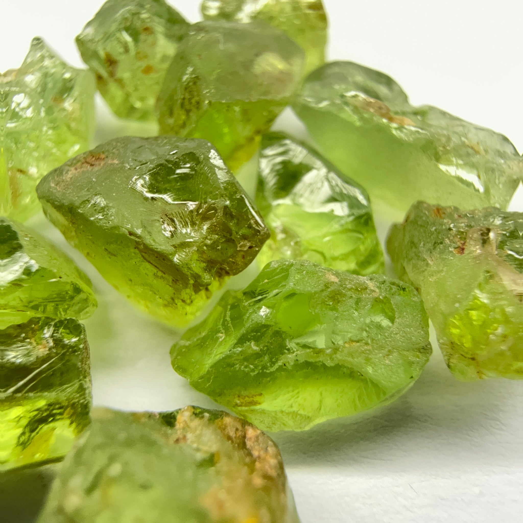 GoGo Peridot Lot, 37.06ct, Mined by the Wa GoGo tribe in Tanzania, Untreated Unheated, Bright Apple Green, 2.06ct-3.06ct, 14pcs, vs-si