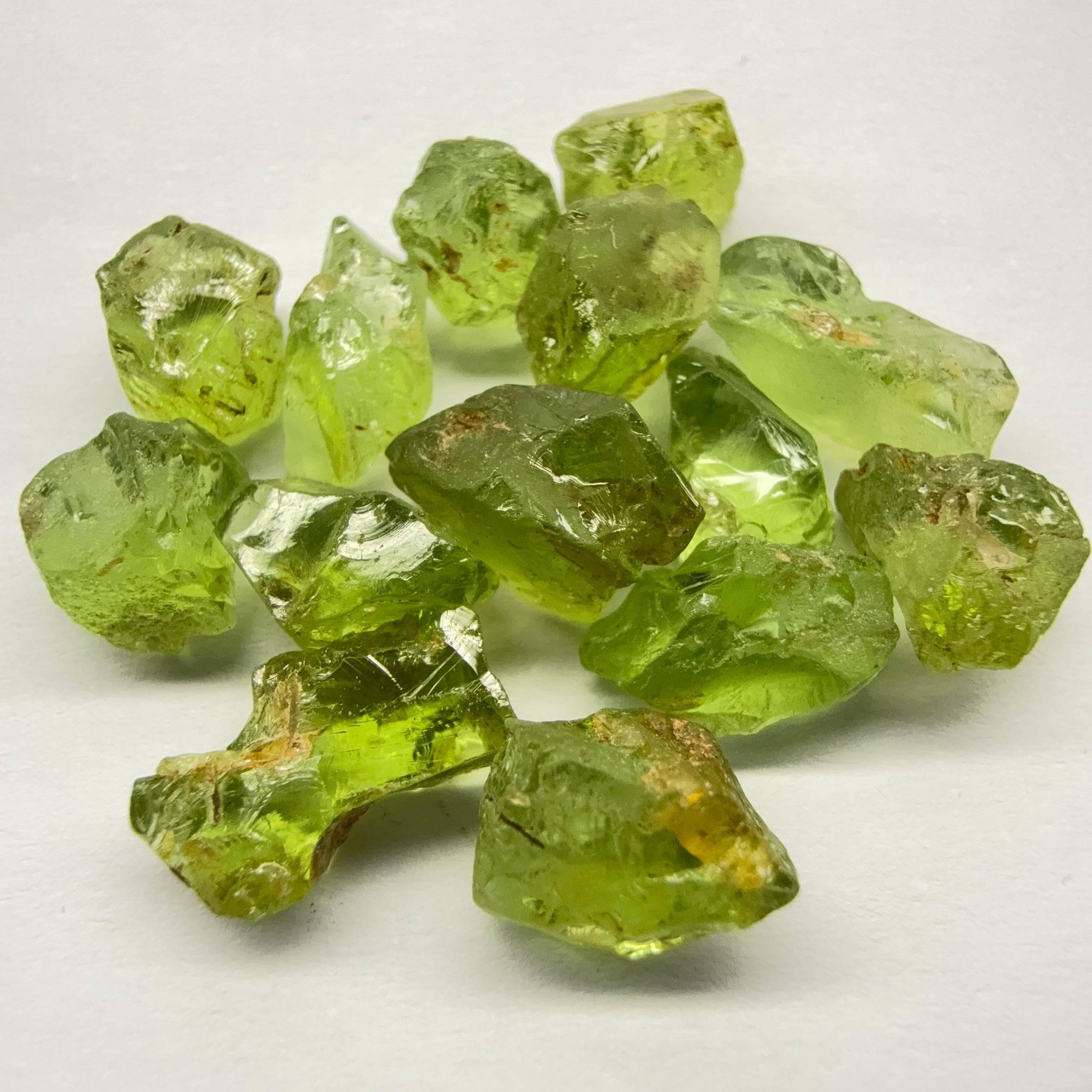 GoGo Peridot Lot, 37.06ct, Mined by the Wa GoGo tribe in Tanzania, Untreated Unheated, Bright Apple Green, 2.06ct-3.06ct, 14pcs, vs-si