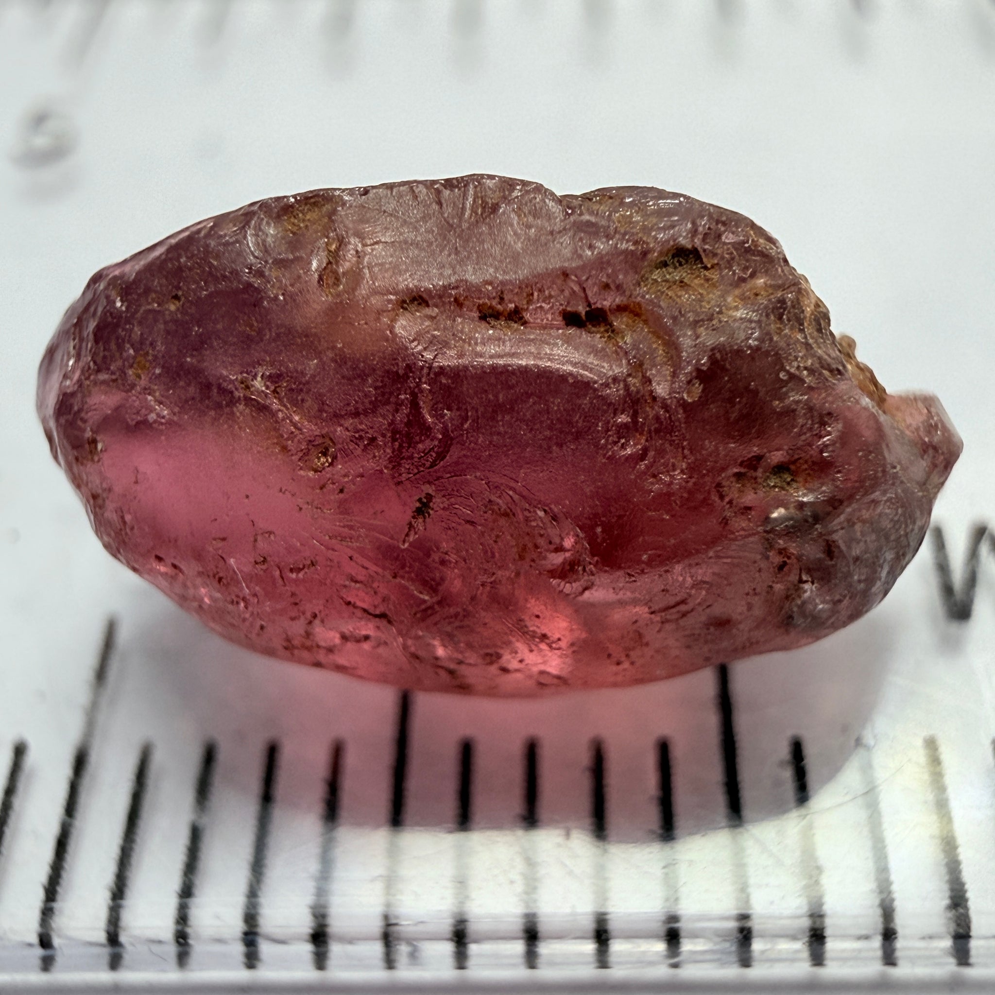 Rhodolite Garnet Colour Shifting, 5.32ct, Umba, Tanzania, Untreated Untreated. A very large spot on the outside going a few mm in
