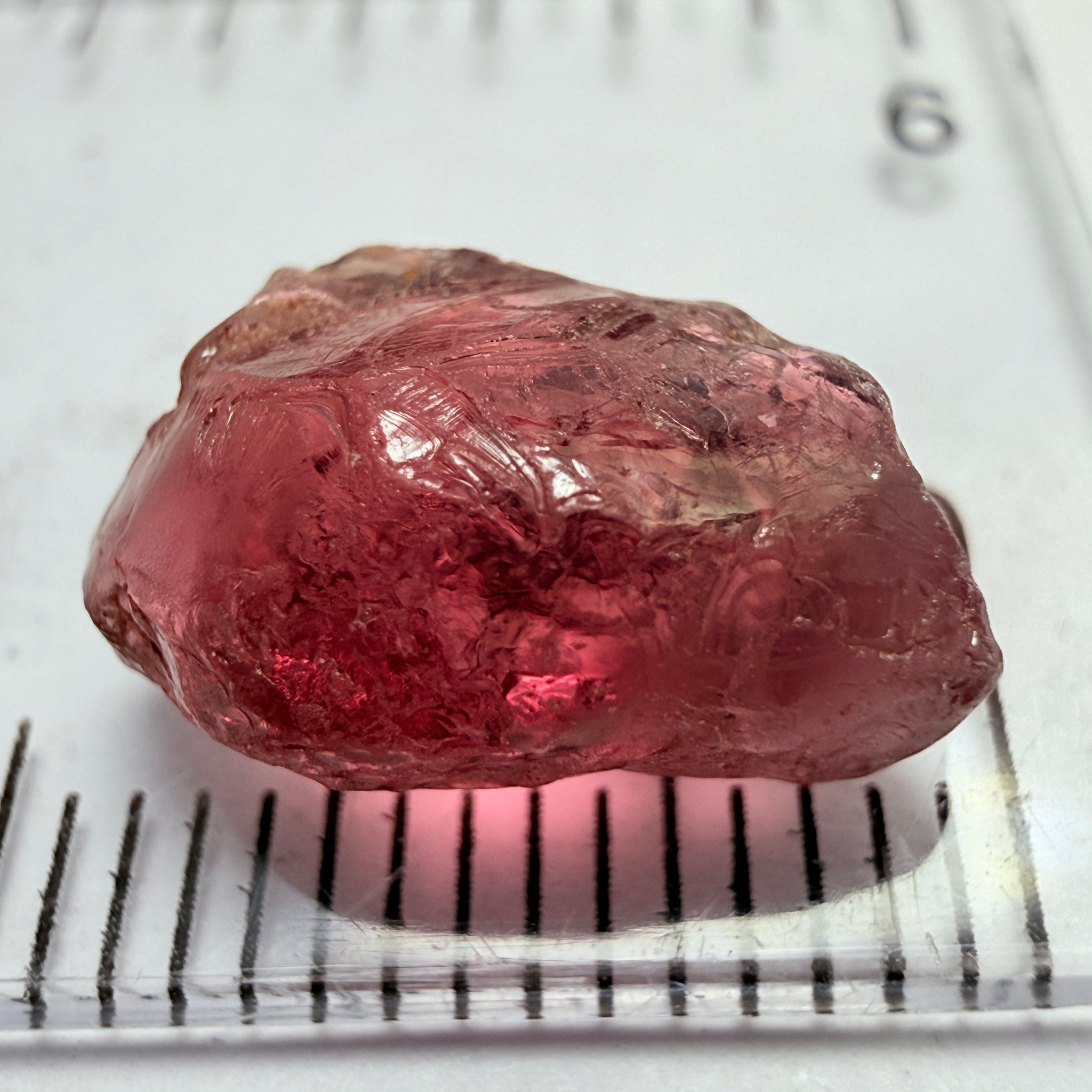 Rhodolite Garnet, 5.74ct, Umba, Tanzania, Untreated Untreated. Slight issues on the outside, will come off on faceting, rest vvs