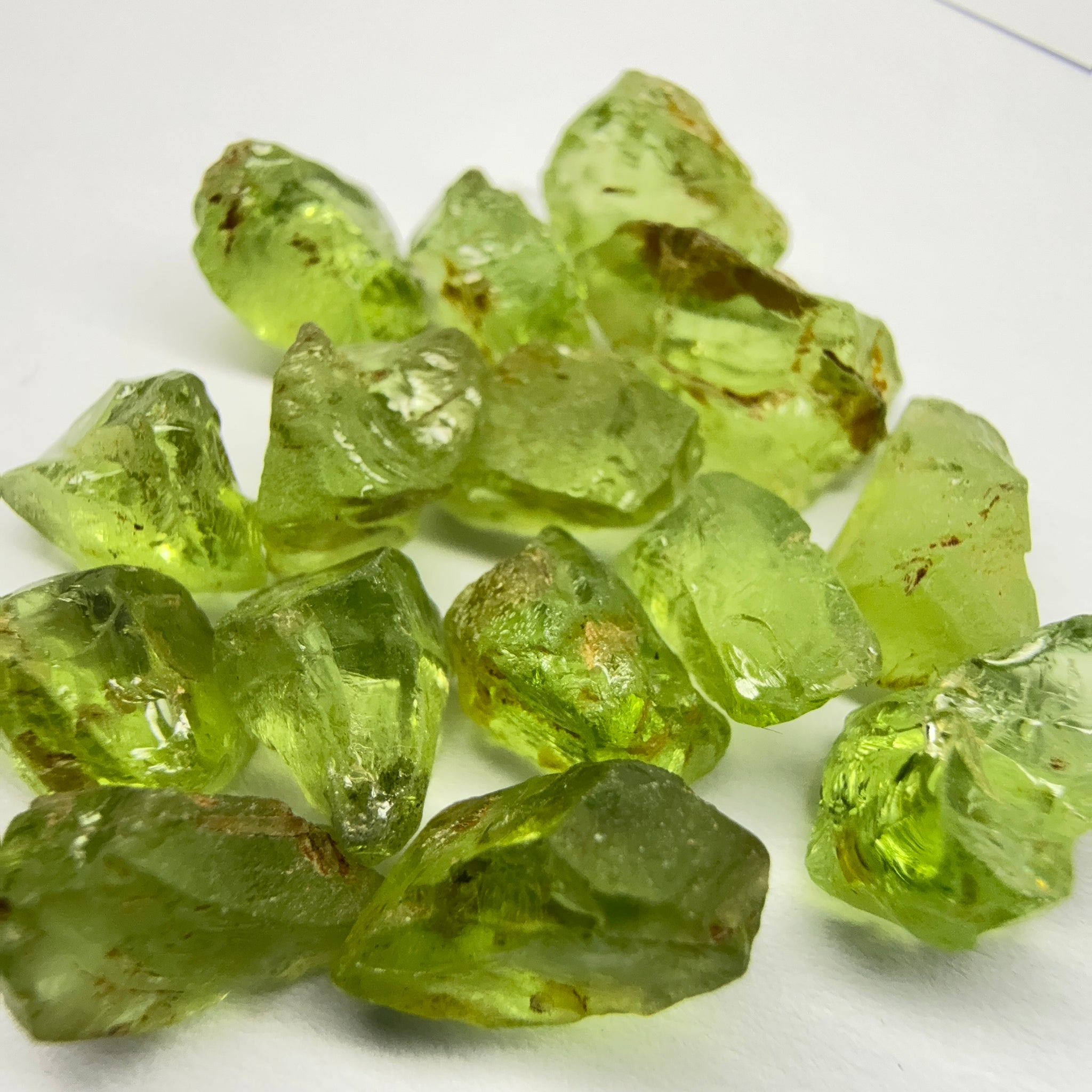 GoGo Peridot Lot, 39.80ct, Mined by the Wa GoGo tribe in Tanzania, Untreated Unheated, Bright Apple Green, 2.07ct-3.62ct, 15pcs, vs-si