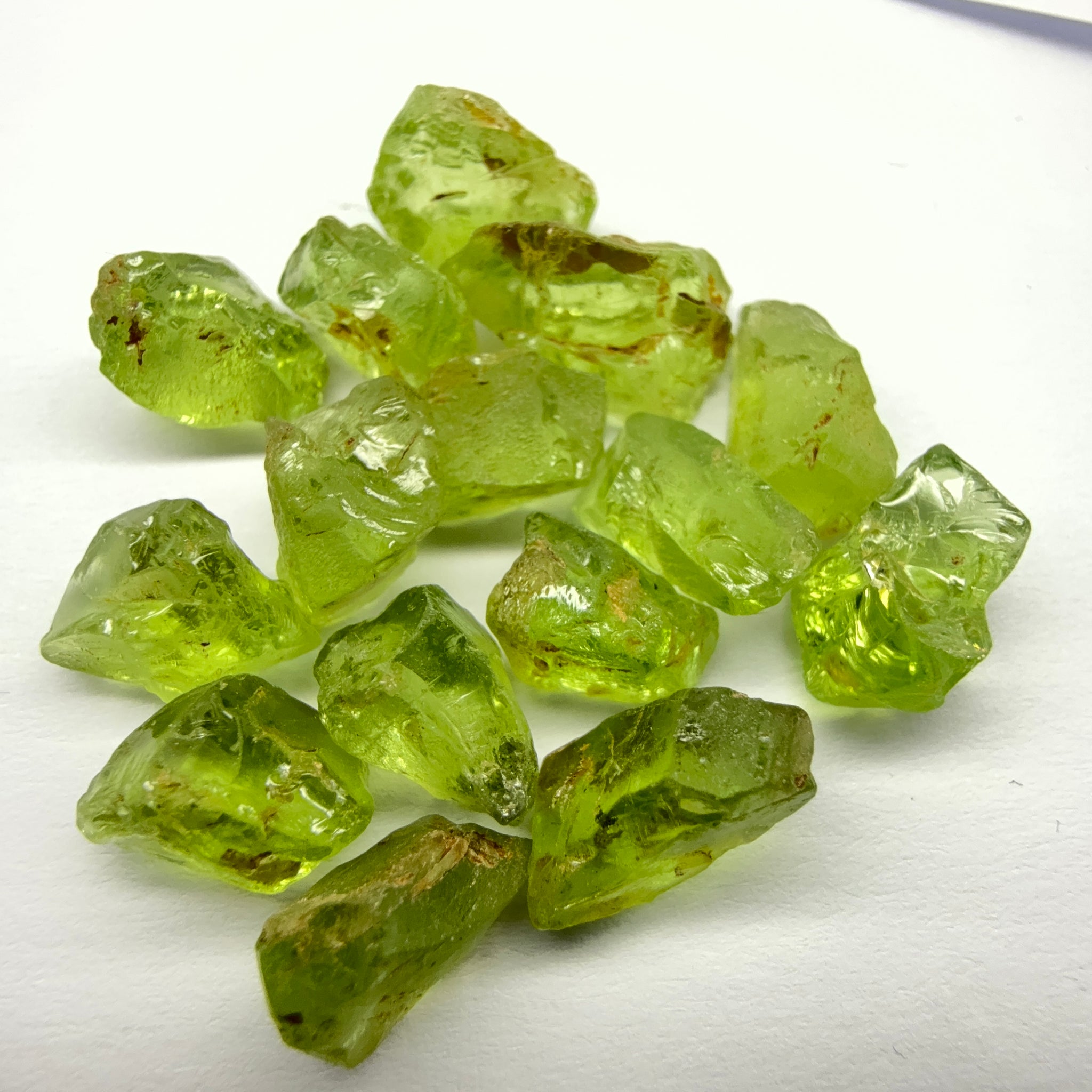GoGo Peridot Lot, 39.80ct, Mined by the Wa GoGo tribe in Tanzania, Untreated Unheated, Bright Apple Green, 2.07ct-3.62ct, 15pcs, vs-si
