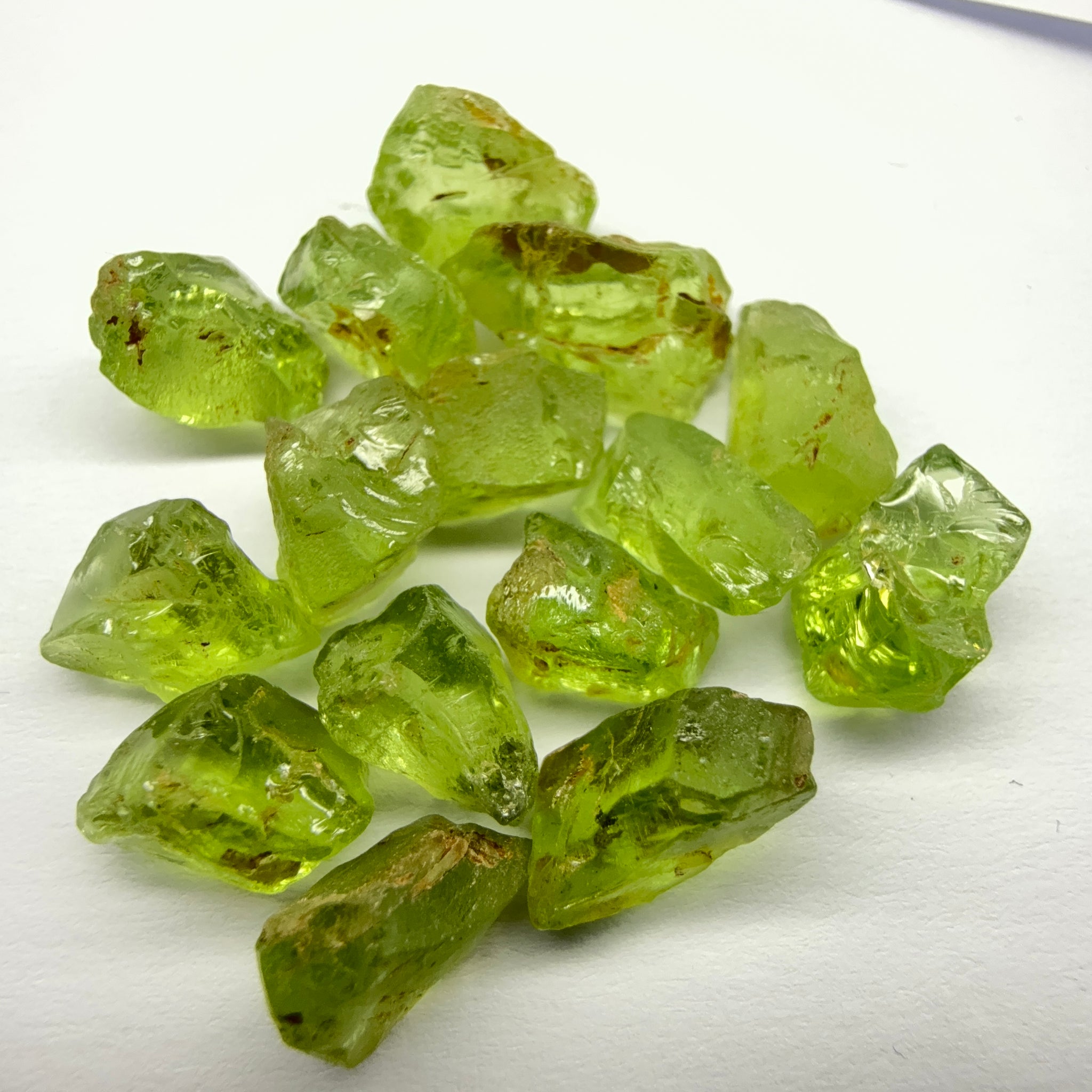 GoGo Peridot Lot, 39.80ct, Mined by the Wa GoGo tribe in Tanzania, Untreated Unheated, Bright Apple Green, 2.07ct-3.62ct, 15pcs, vs-si