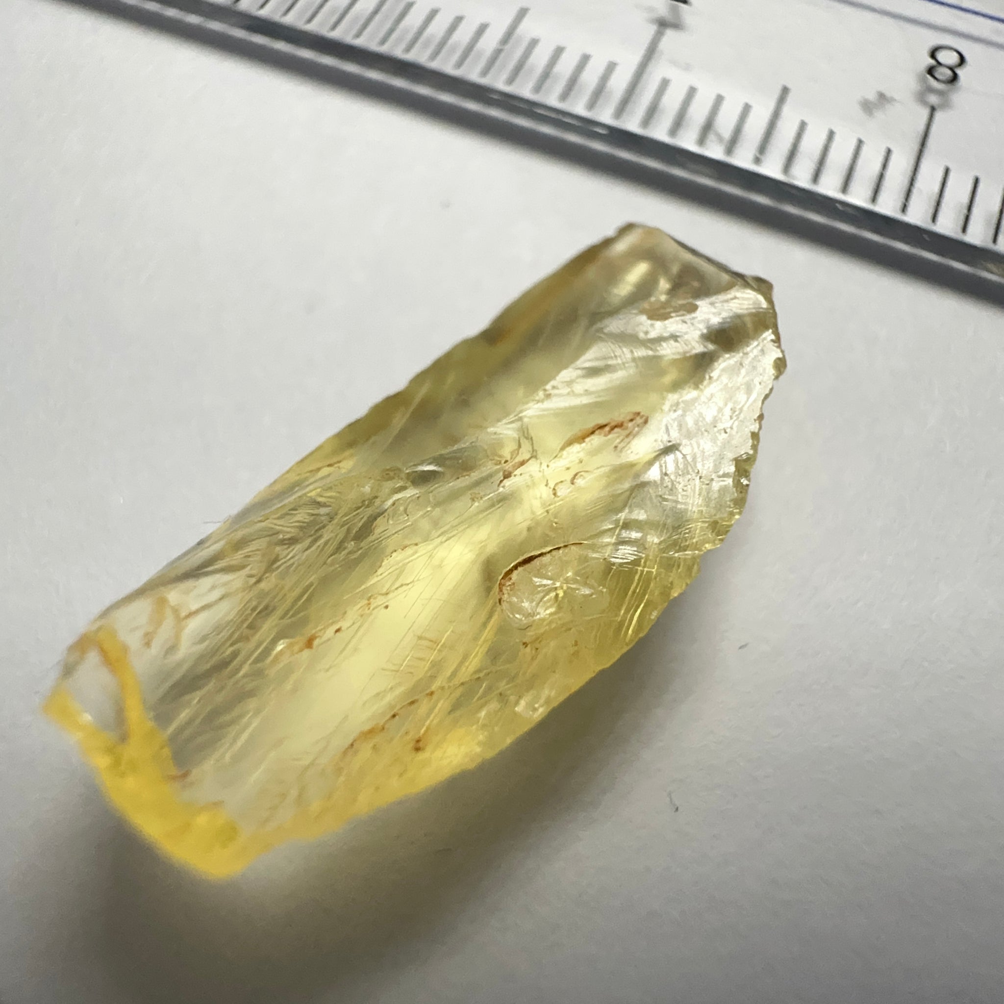 Danburite, 7.12ct, Tanzania, Untreated Unheated, heavily needled, dividing crack