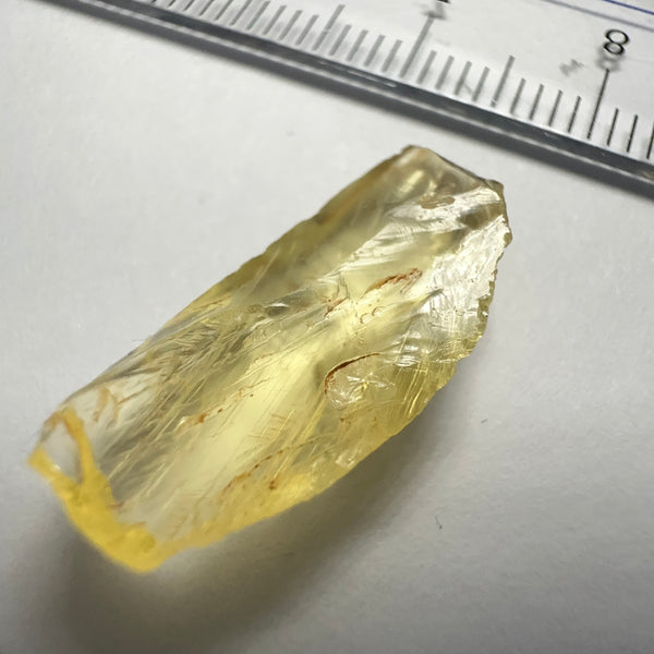 Danburite, 7.12ct, Tanzania, Untreated Unheated, heavily needled, dividing crack