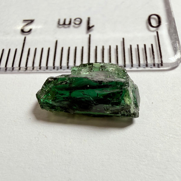 Tanzanite / Zoisite Crystal Specimen, 3.41ct, Merelani, Tanzania. Unheated Unheated, faceting portion in the center, major crack on the side circled in next pic