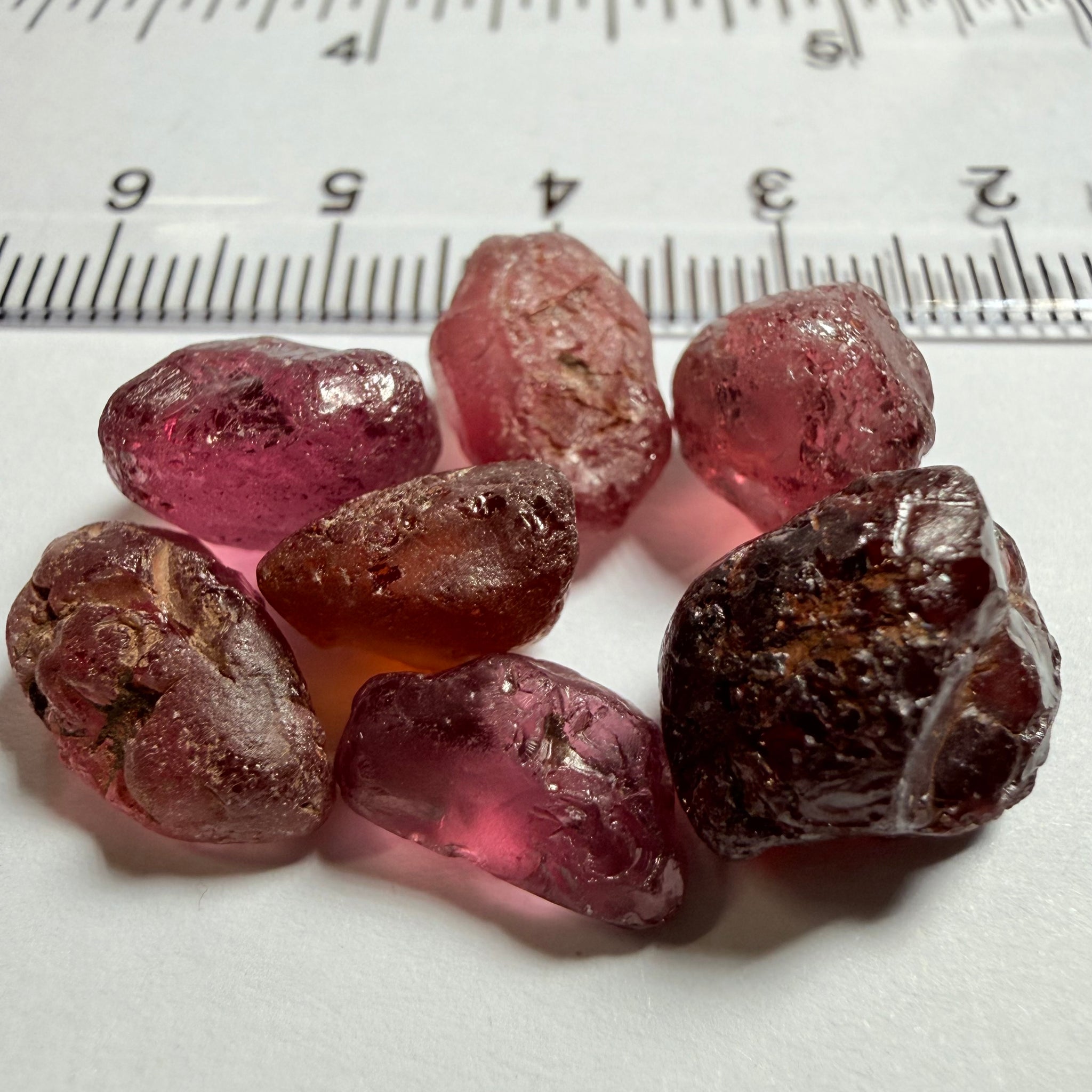 Tanzanian Garnet Lot, 51.40ct, Different locations in Tanzania, Untreated Unheated, slightly to moderately included stones, all Facetable, some are flat shapes, 4.08ct-14.39ct