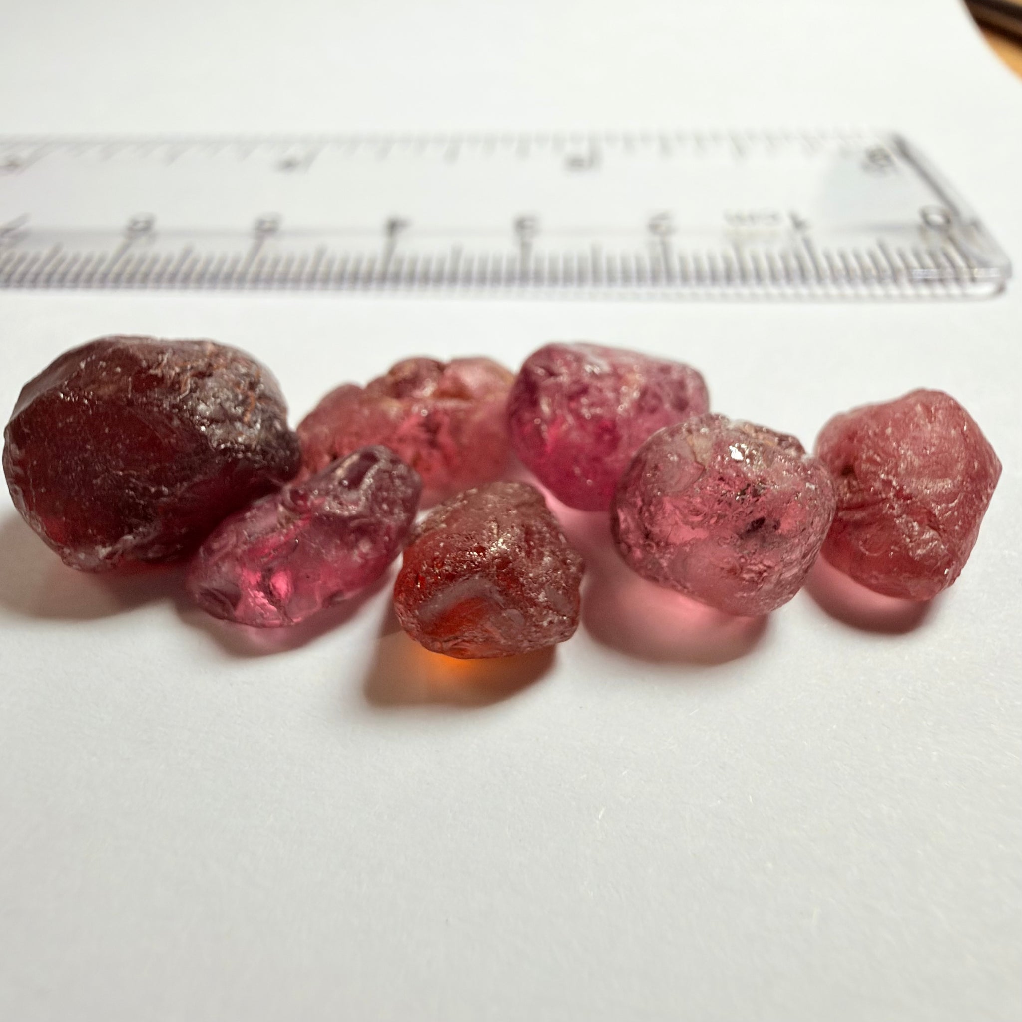 Tanzanian Garnet Lot, 51.40ct, Different locations in Tanzania, Untreated Unheated, slightly to moderately included stones, all Facetable, some are flat shapes, 4.08ct-14.39ct