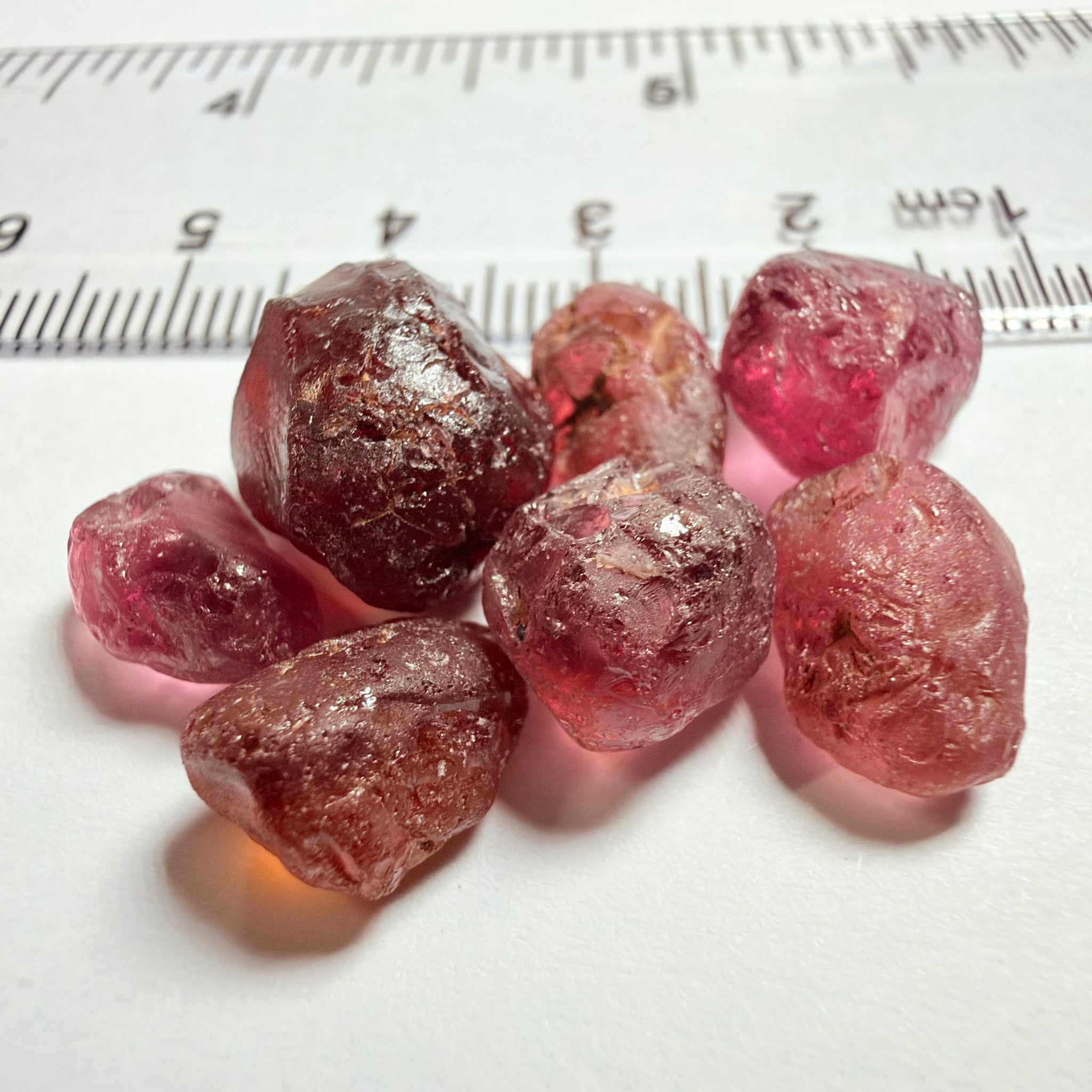 Tanzanian Garnet Lot, 51.40ct, Different locations in Tanzania, Untreated Unheated, slightly to moderately included stones, all Facetable, some are flat shapes, 4.08ct-14.39ct
