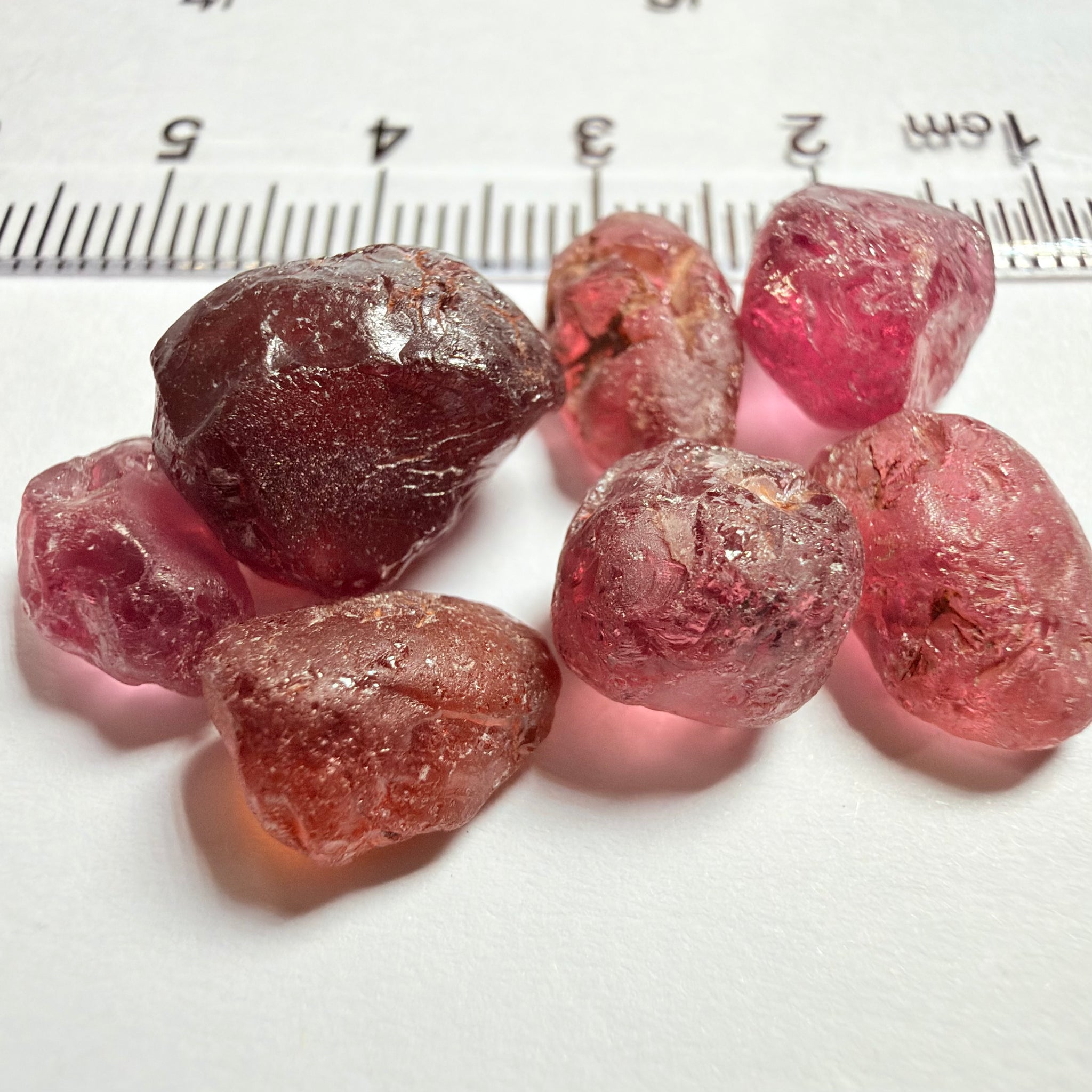 Tanzanian Garnet Lot, 51.40ct, Different locations in Tanzania, Untreated Unheated, slightly to moderately included stones, all Facetable, some are flat shapes, 4.08ct-14.39ct