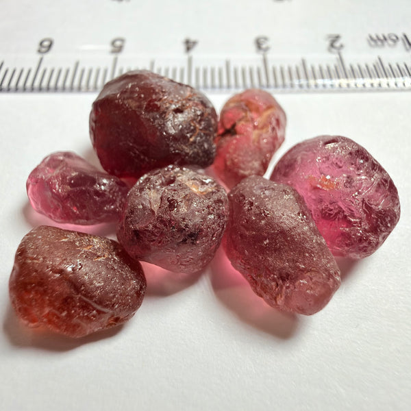 Tanzanian Garnet Lot, 51.40ct, Different locations in Tanzania, Untreated Unheated, slightly to moderately included stones, all Facetable, some are flat shapes, 4.08ct-14.39ct