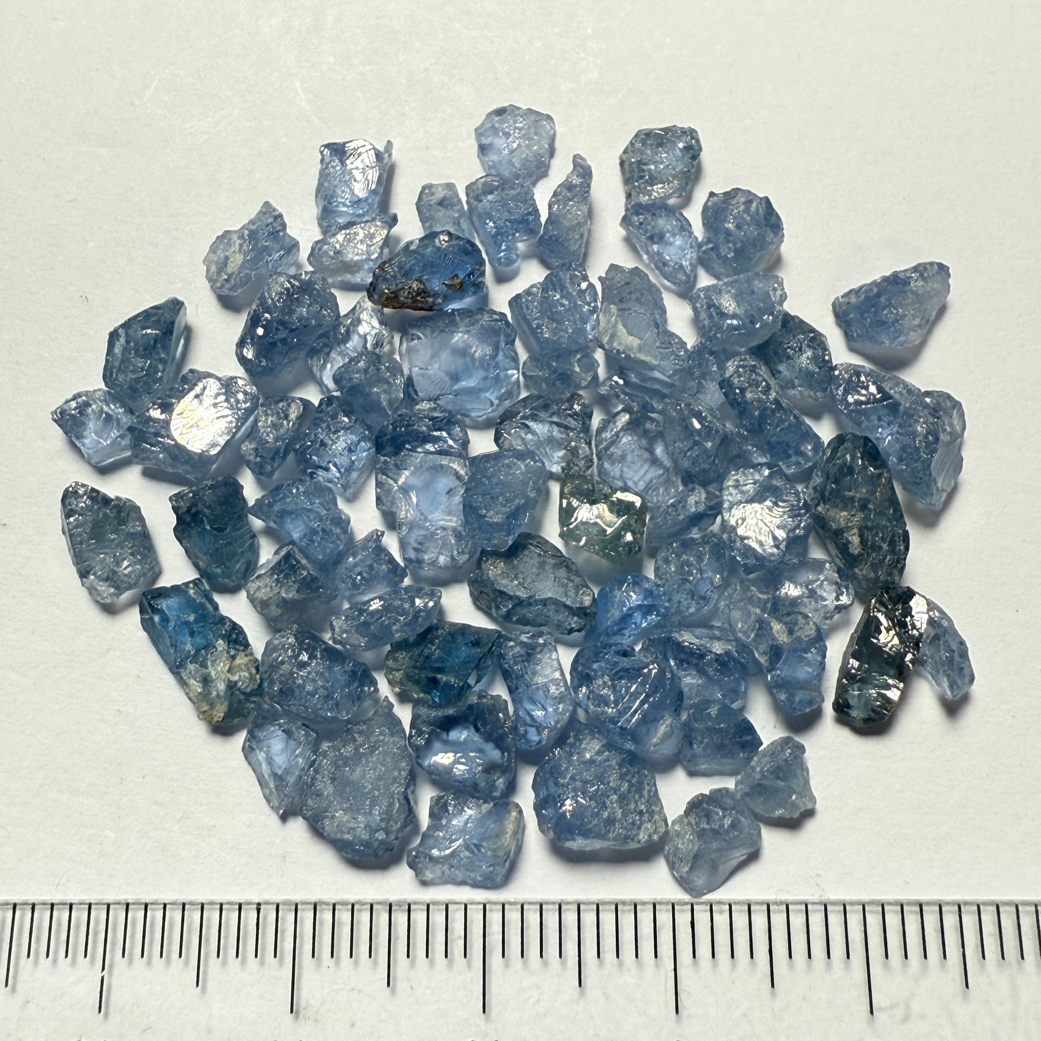 Cobalt Spinel Lot for side stone setting in jewellery as is, 53.87ct, Mahenge, Tanzania, Untreated Unheated, all have inclusions and some have flat shapes